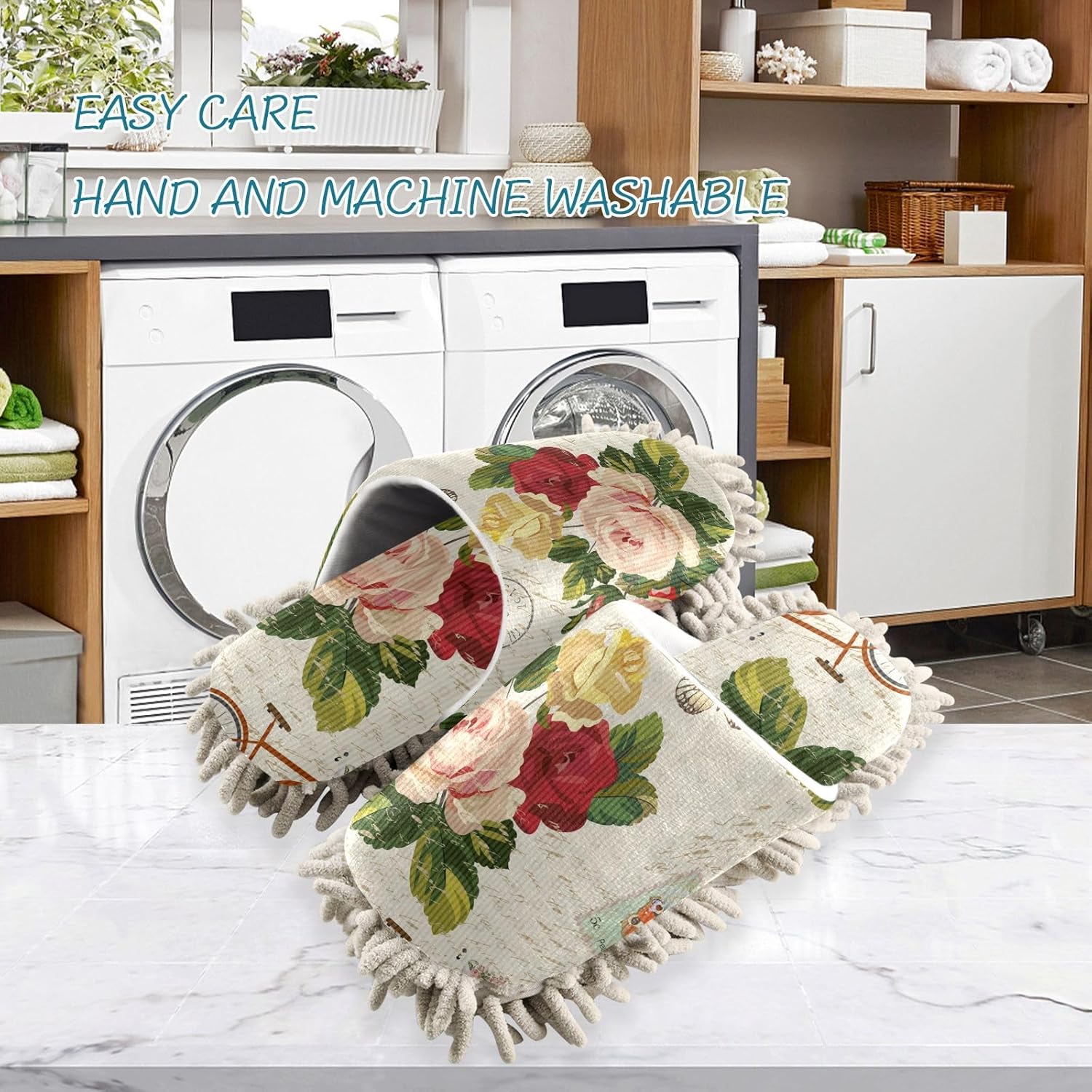 Sinestour Colorful Flower Mop Slippers Cleaning Dusters