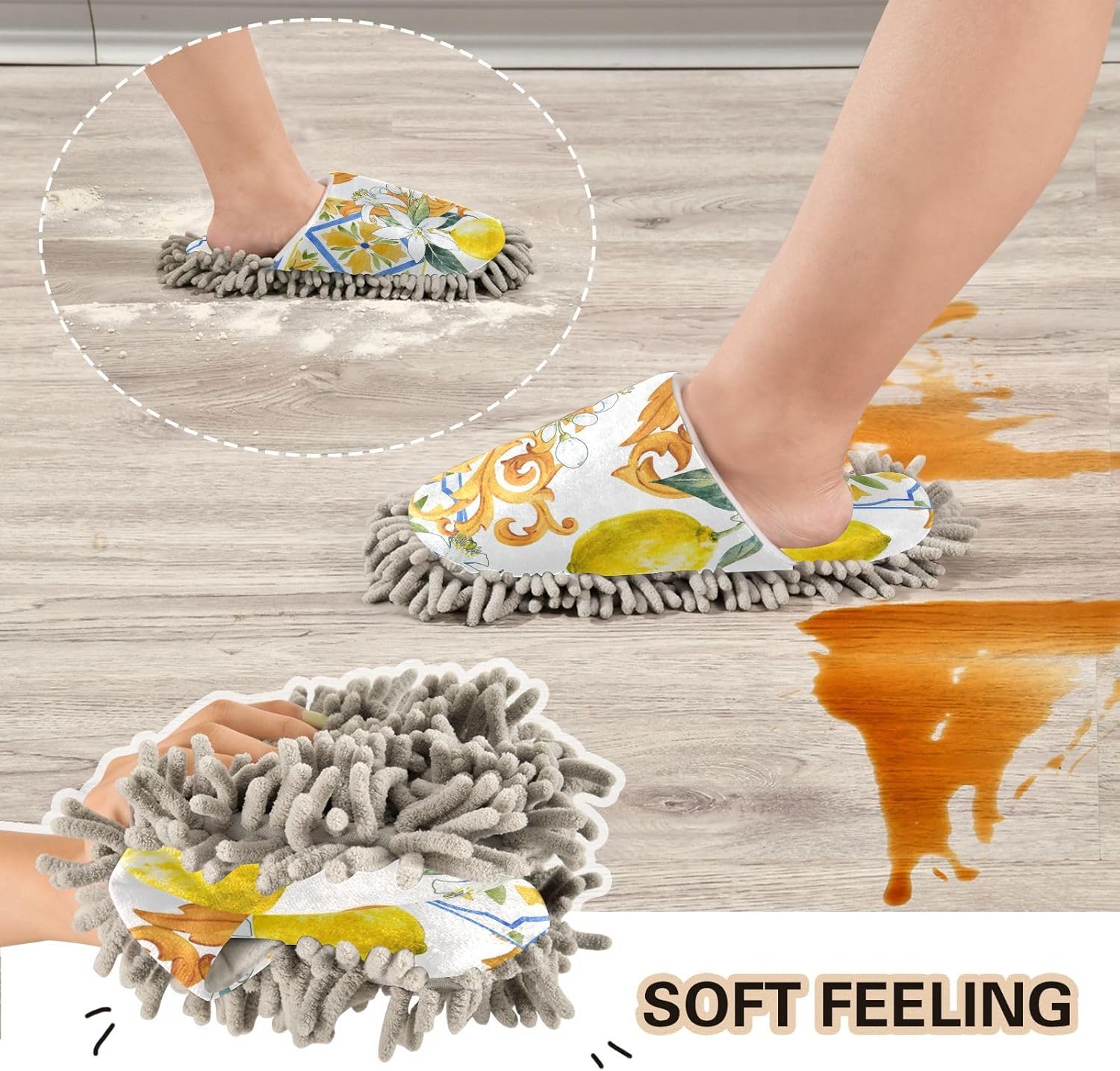 Sinestour Lemon Mop Slippers for Floor Cleaning 1
