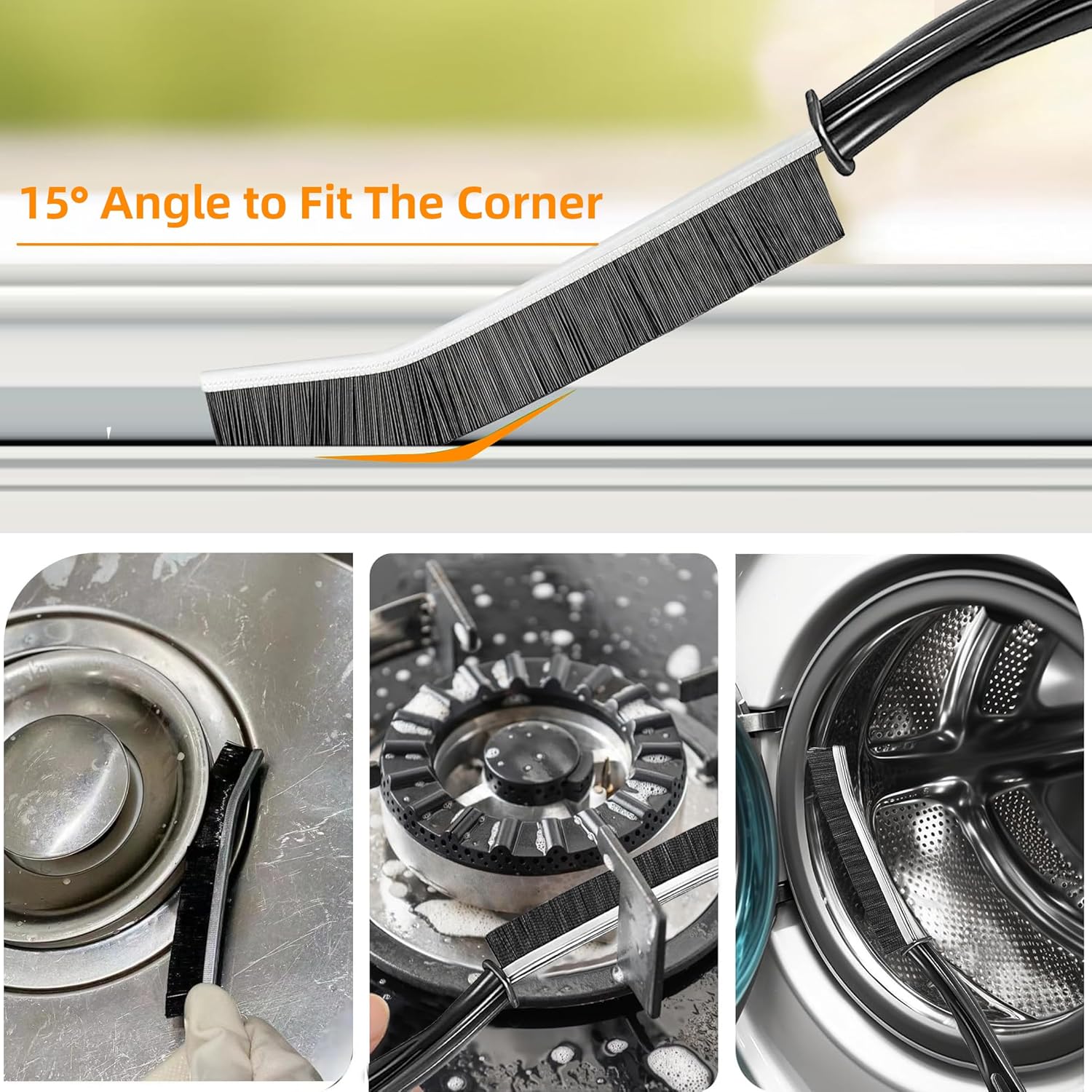 3Pcs Hard Bristled Crevice Cleaning Brush for Kitchen Bathroom Car