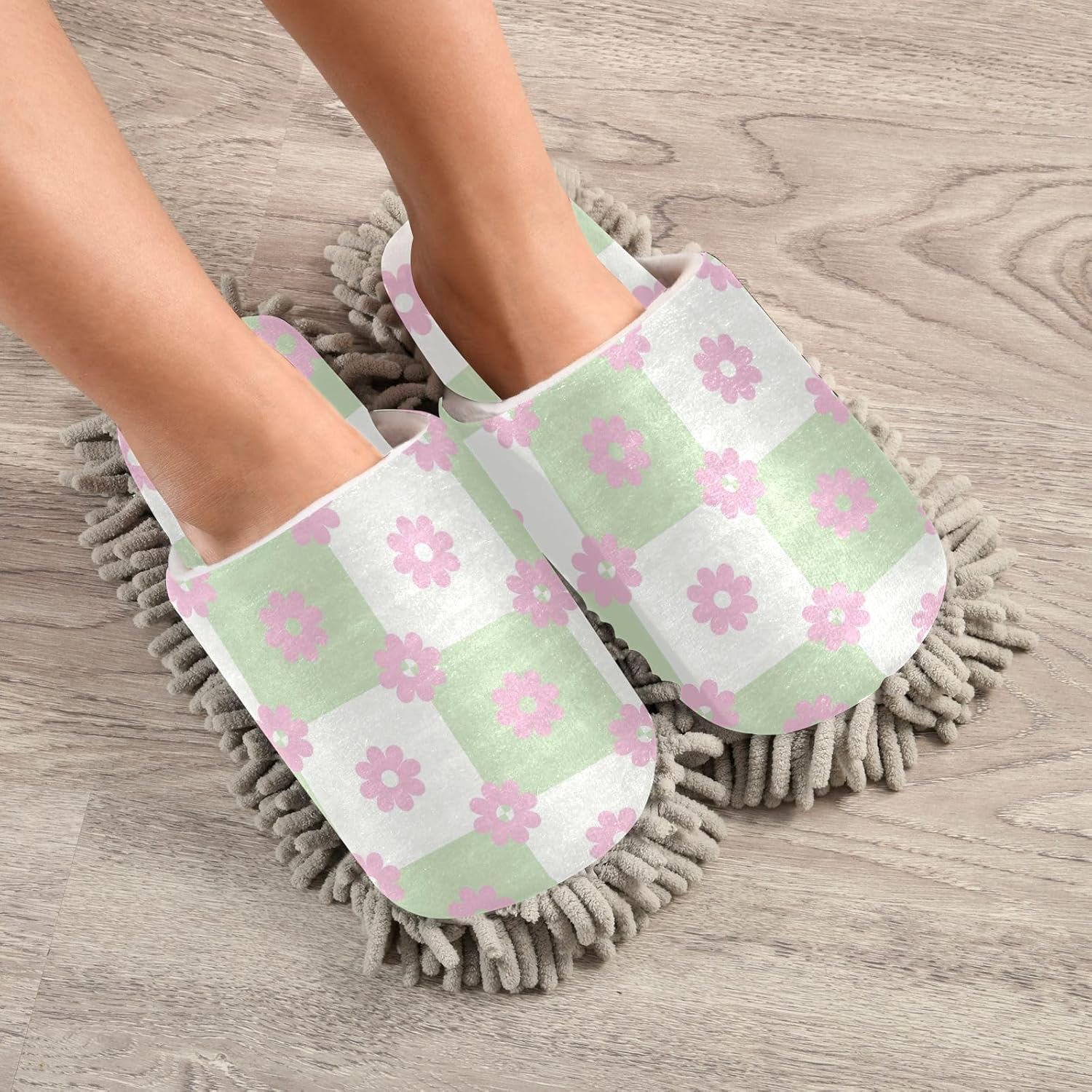 Kigai Microfiber Slippers with Pink Flowers