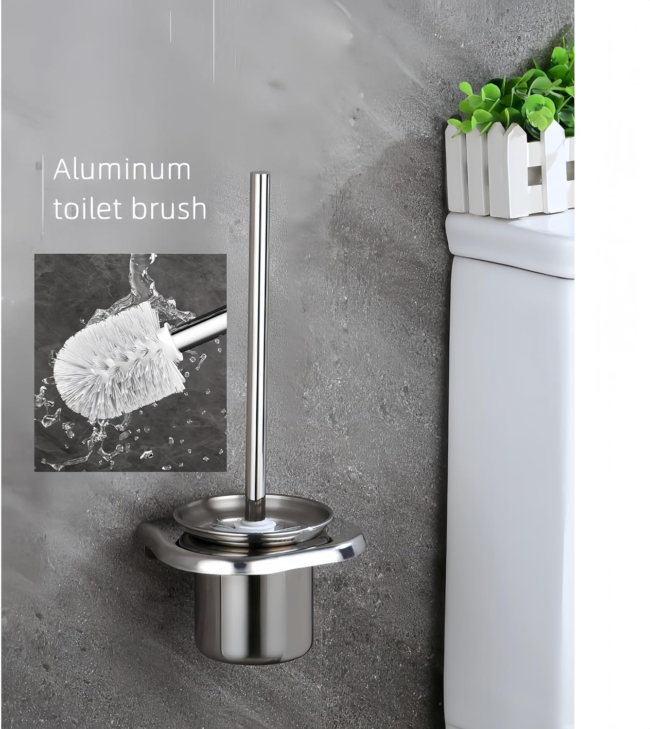 Aviation Aluminum Toilet Brush with Wall Bracket