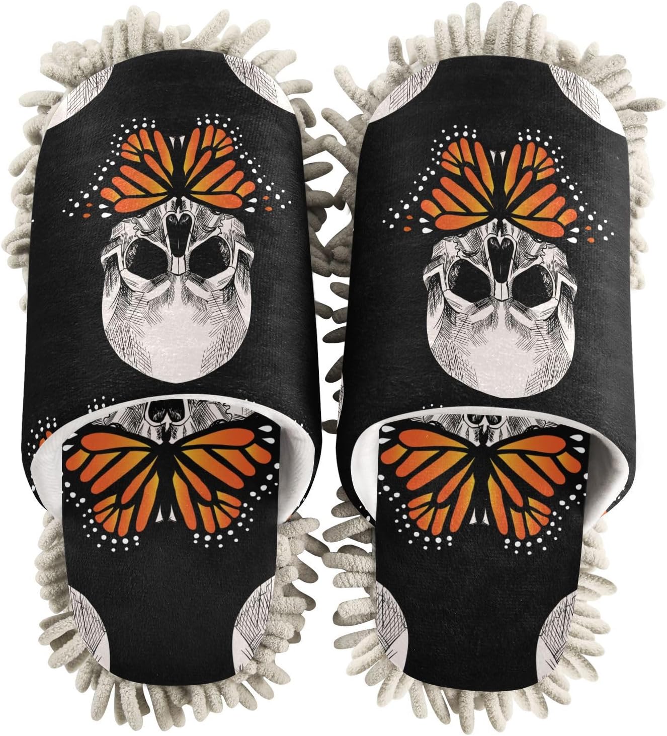 Sinestour Skull Butterfly Microfiber Mop Slippers