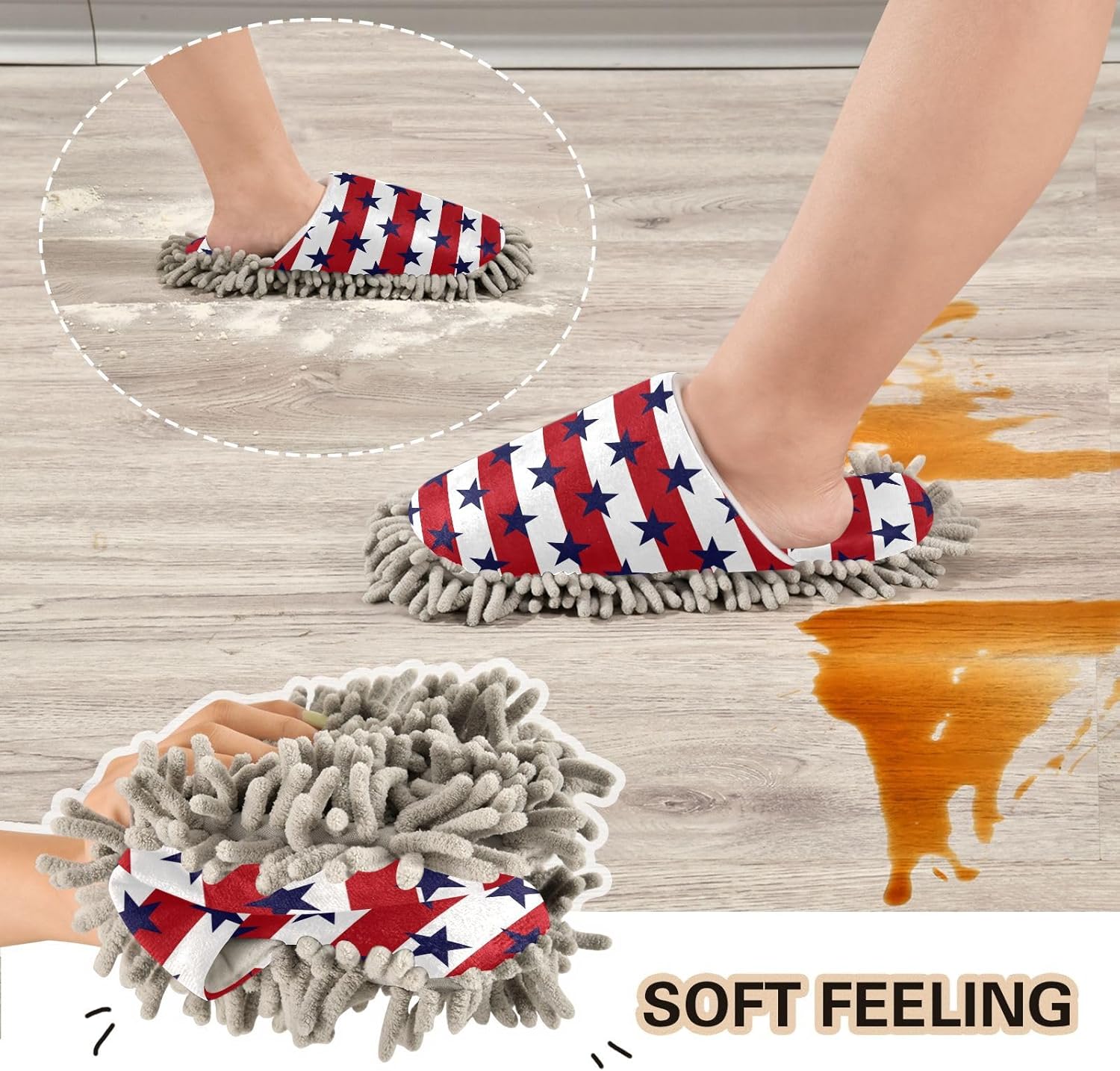 Sinestour Mop Slippers with Microfiber Pads for Floor Cleaning