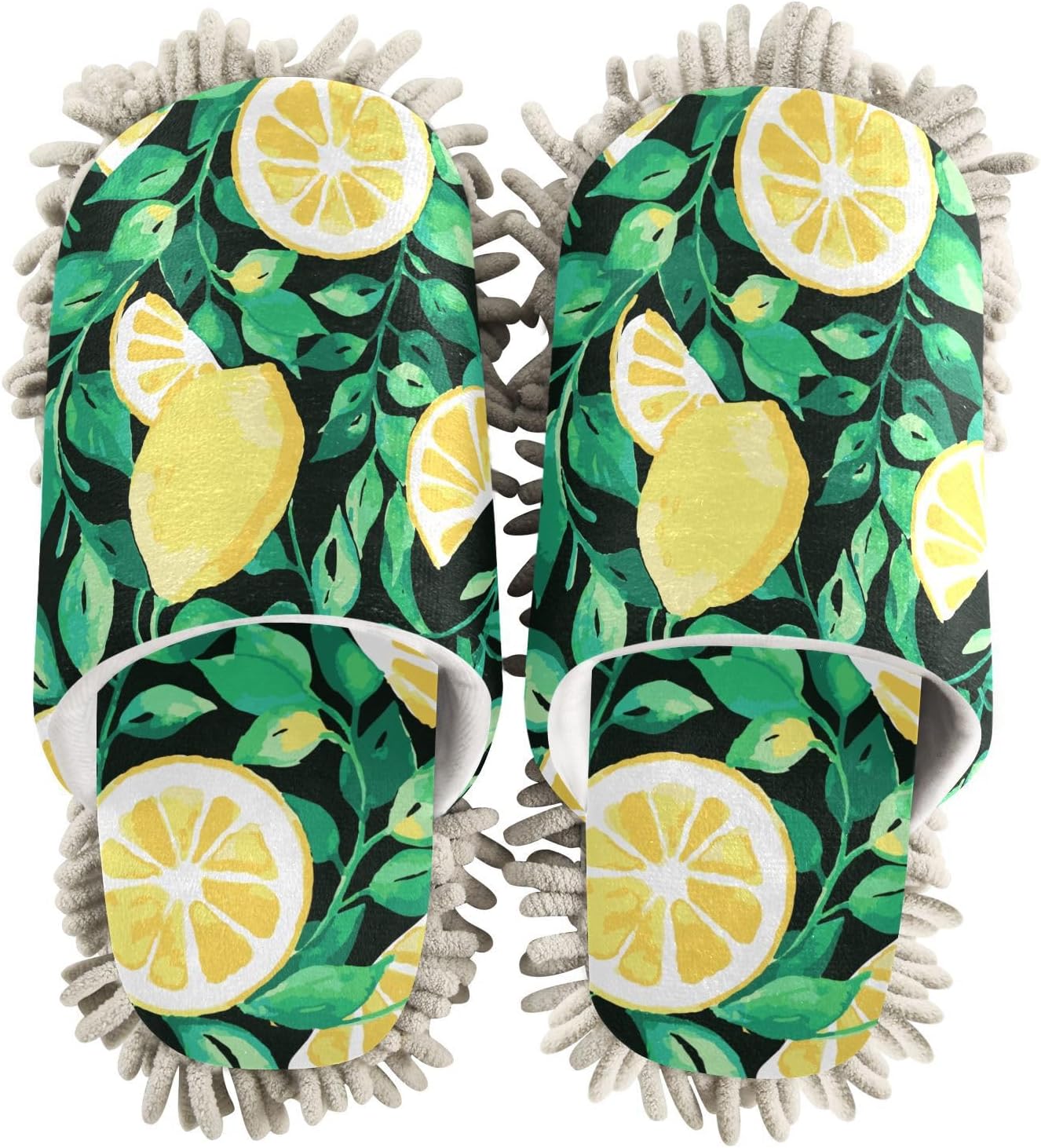 Sinestour Summer Lemon Floral Mop Slippers for Floor Cleaning 1