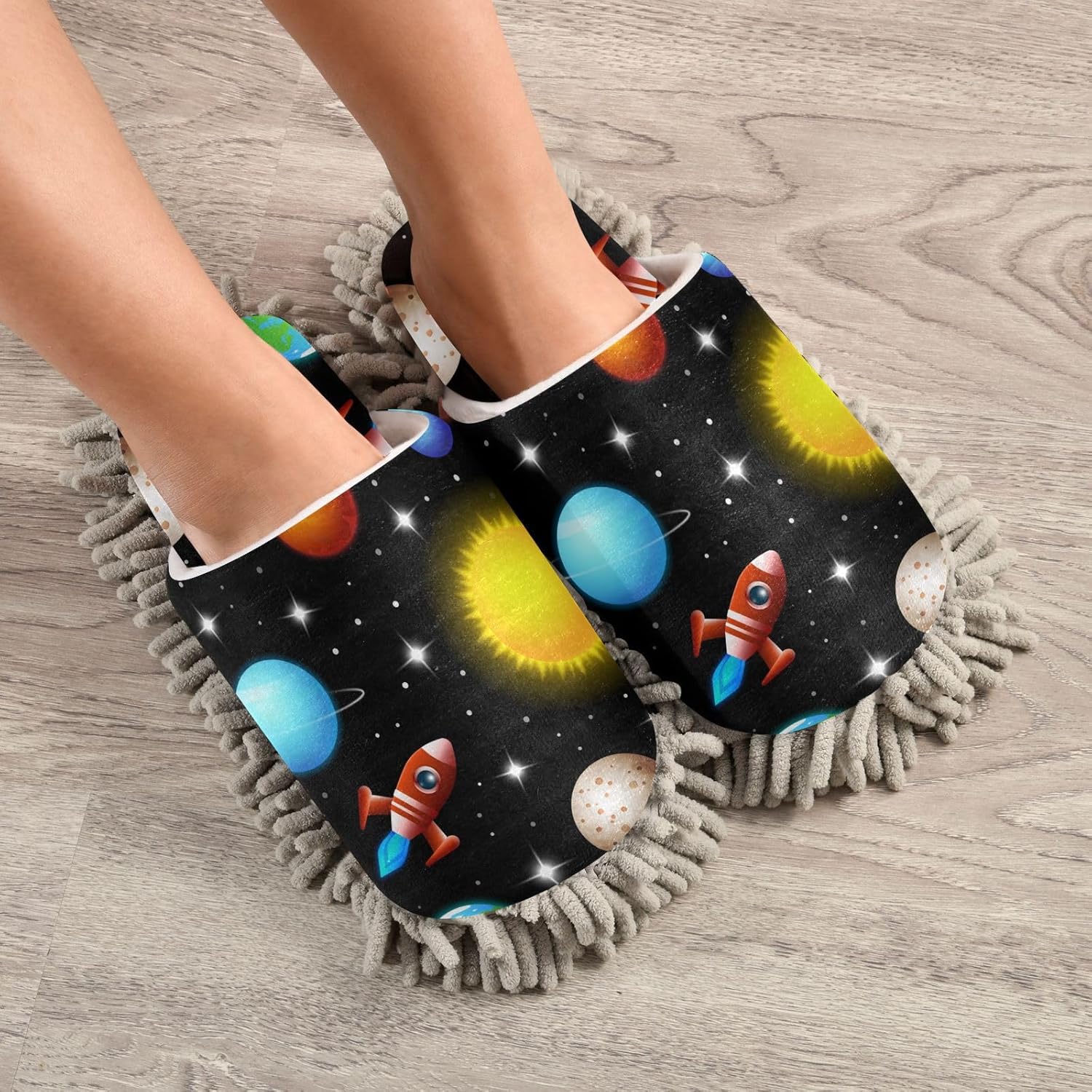 Sinestour Space Galaxy Mop Slippers for Floor Cleaning 1