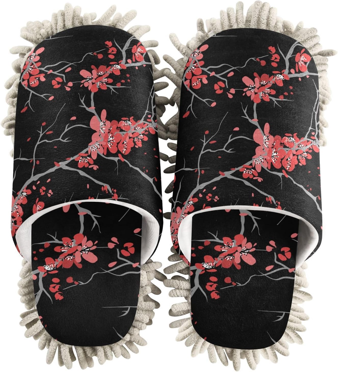 Sinestour Cherry Blossoms Mop Slippers for Floor Cleaning