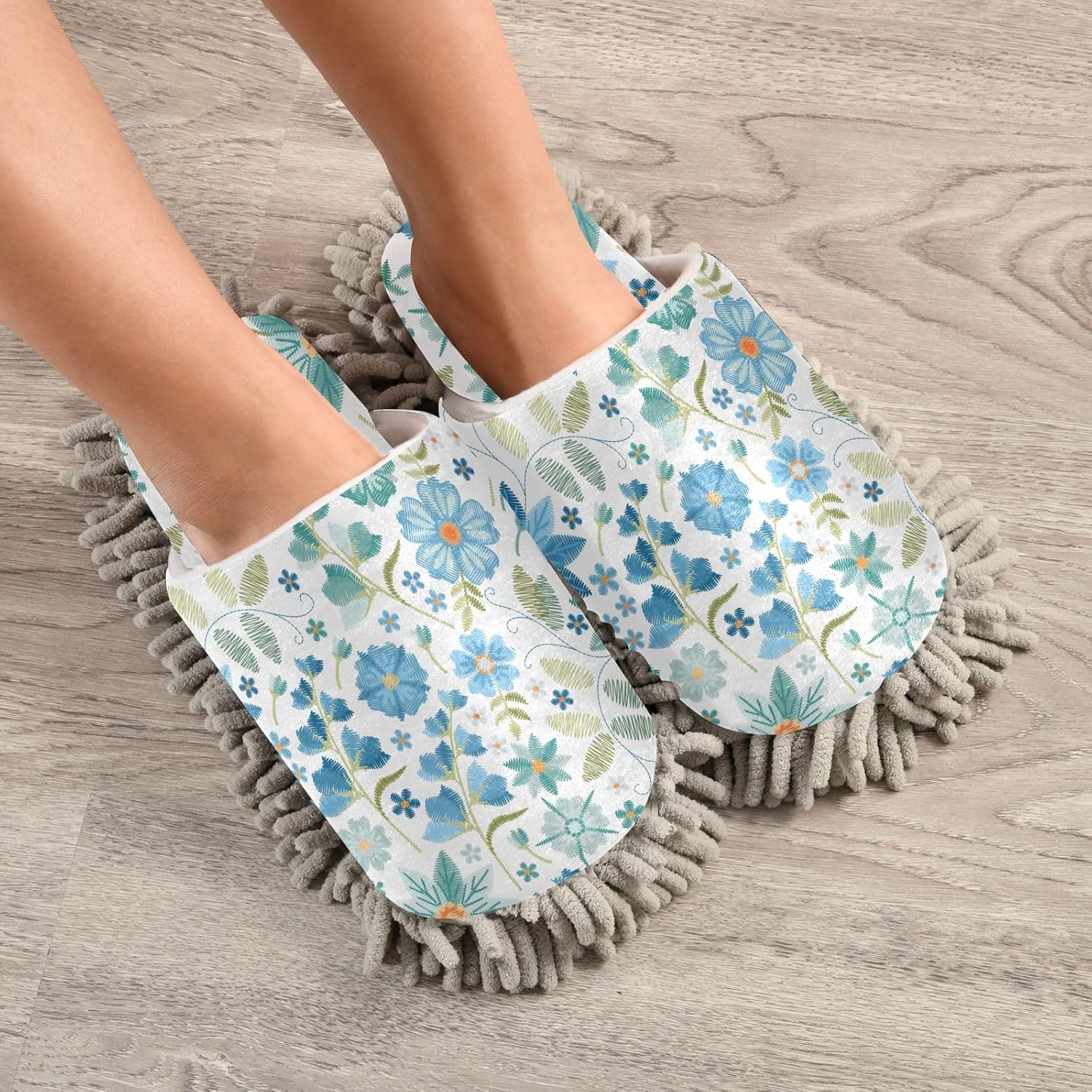 Kigai Microfiber Slippers Blue Wildflowers