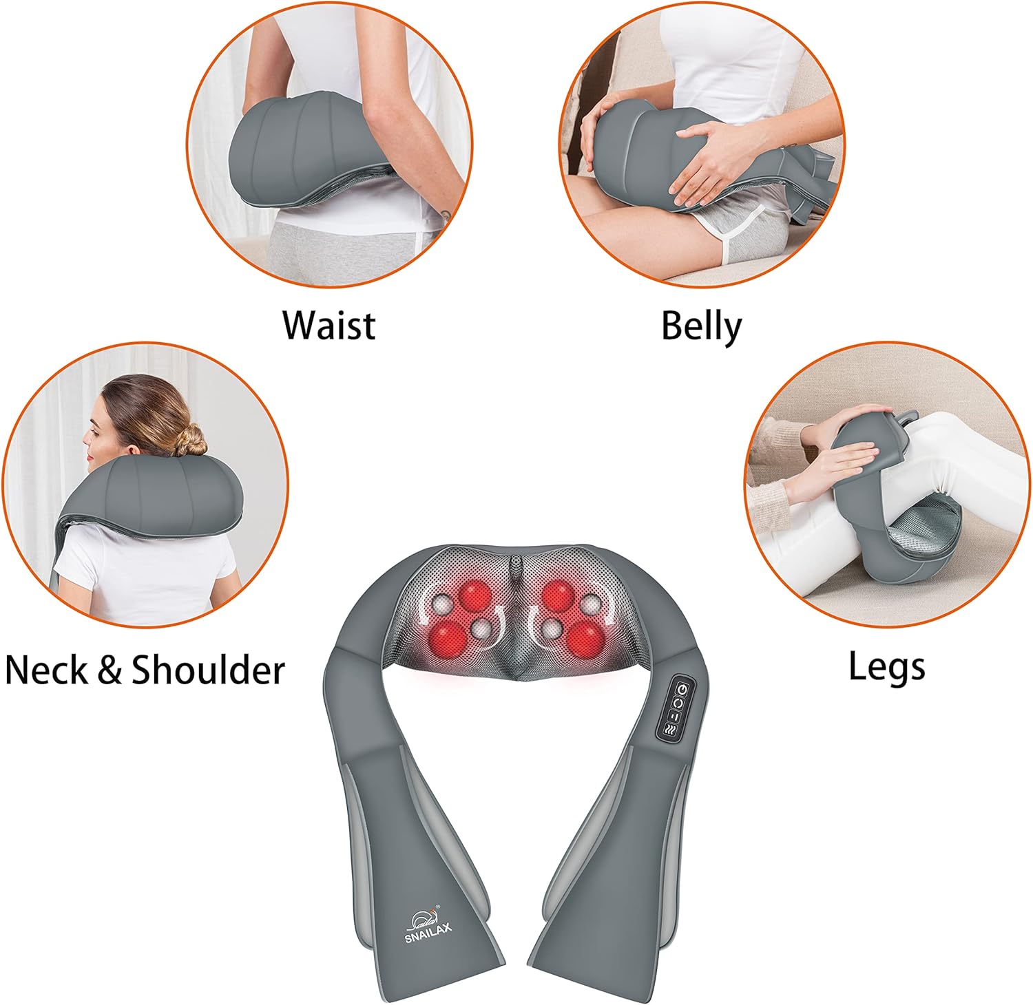 Snailax Shiatsu Neck Massager with Heat and Deep Kneading