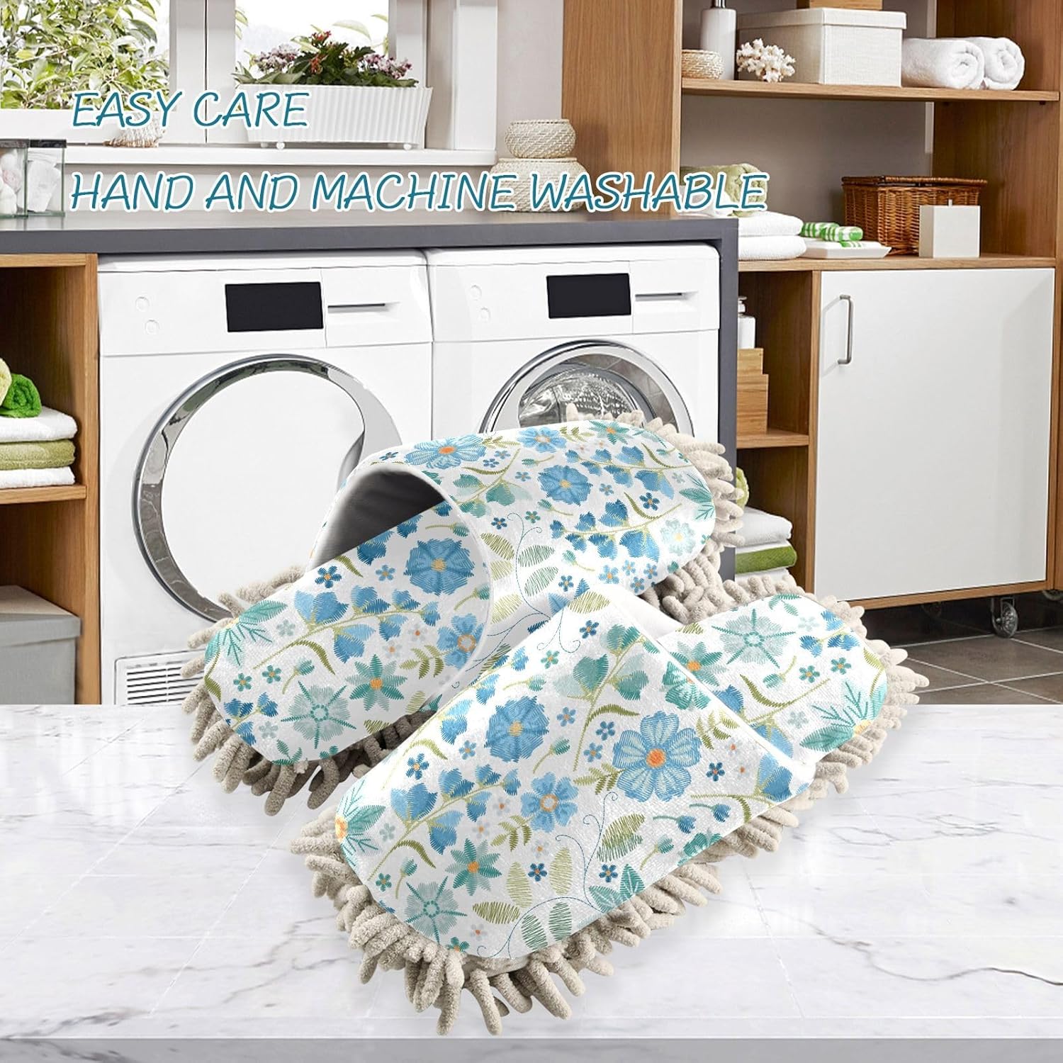 Kigai Microfiber Slippers Blue Wildflowers