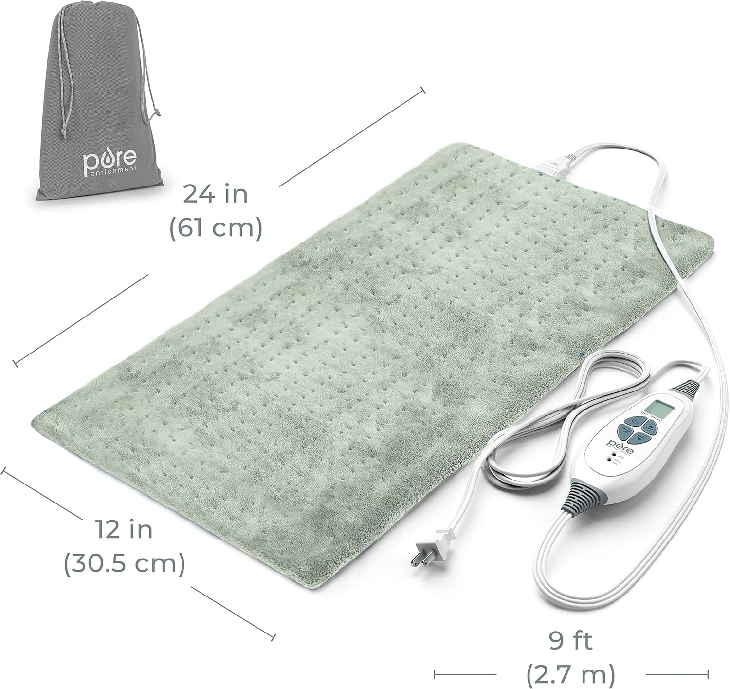PureRelief XL Heating Pad - 12x24 Electric for Pain Relief