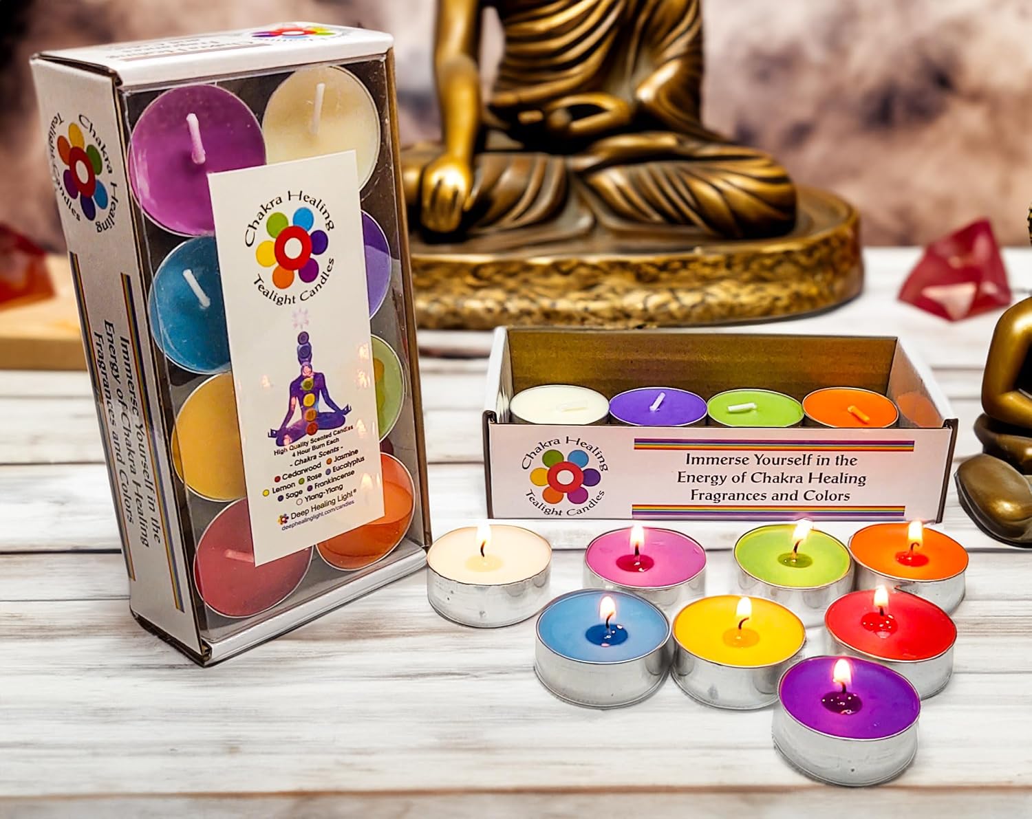 Chakra Colored Scented Tealight Candles 16 Pcs