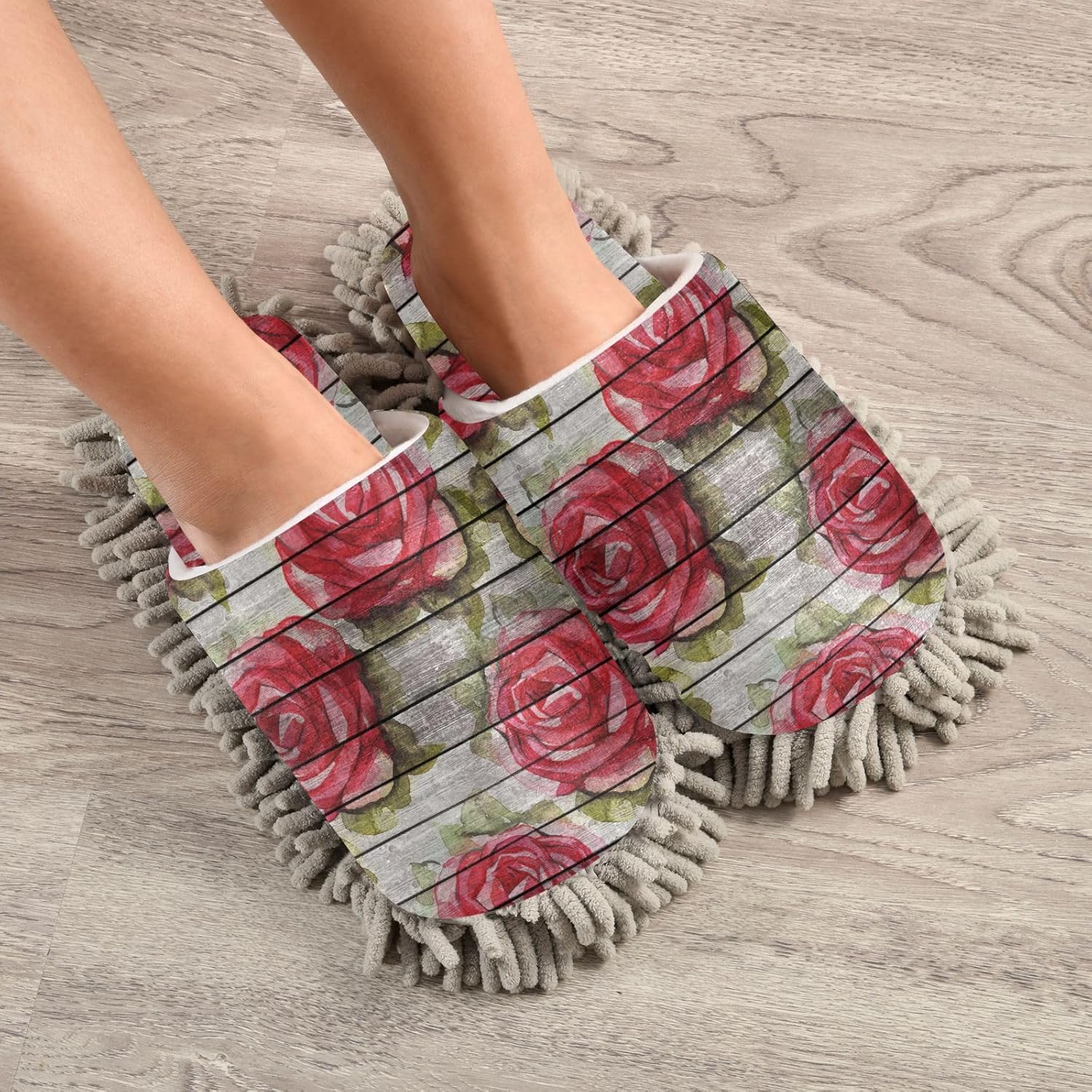 Kigai Microfiber Slippers with Wooden Floral Design