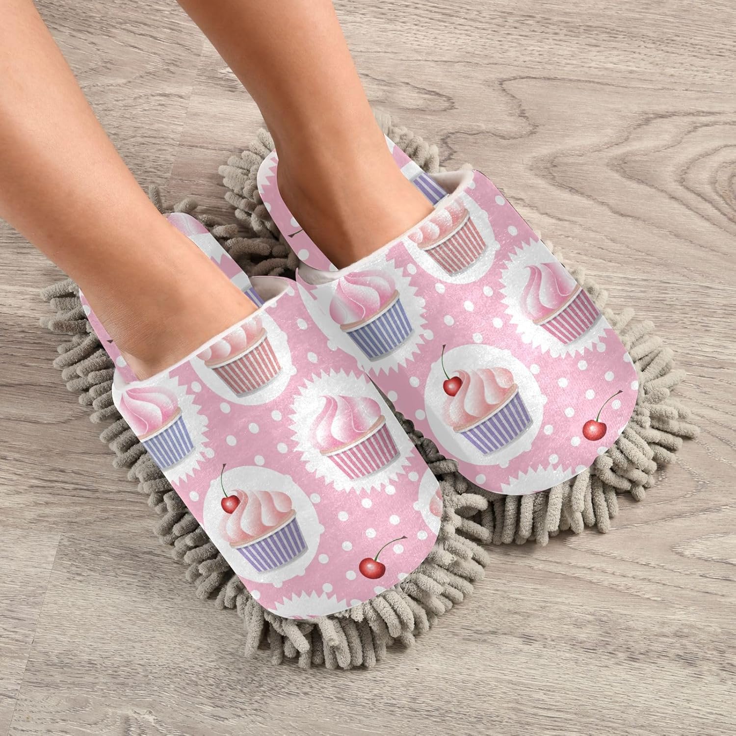 Sinestour Cupcakes Mop Slippers for Floor Cleaning 1