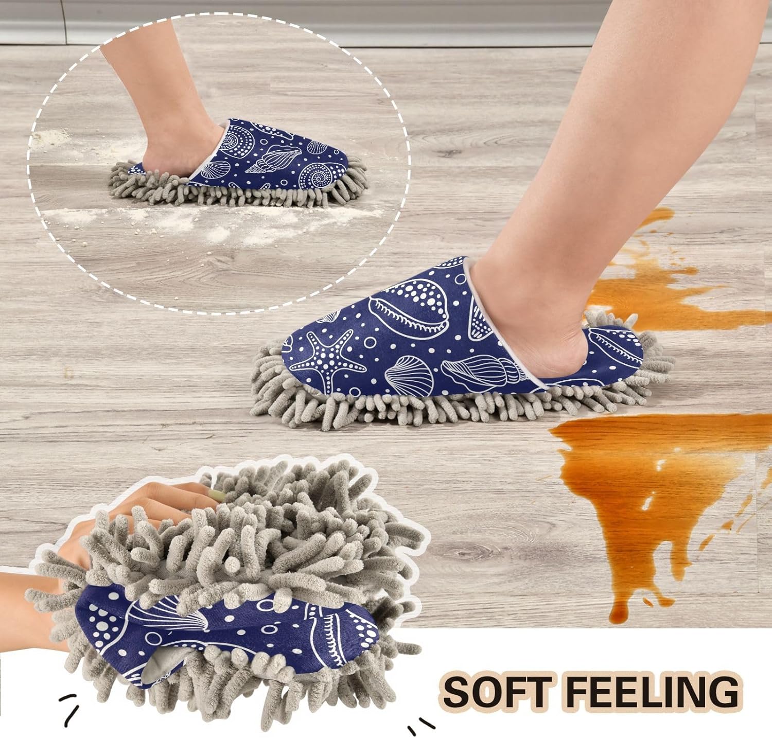Kigai Microfiber Slippers Ocean Pattern Blue