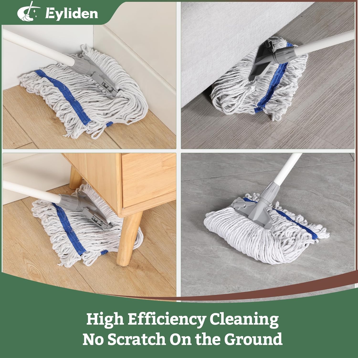 Eyliden Heavy Duty String Mops with 2 Reusable Heads