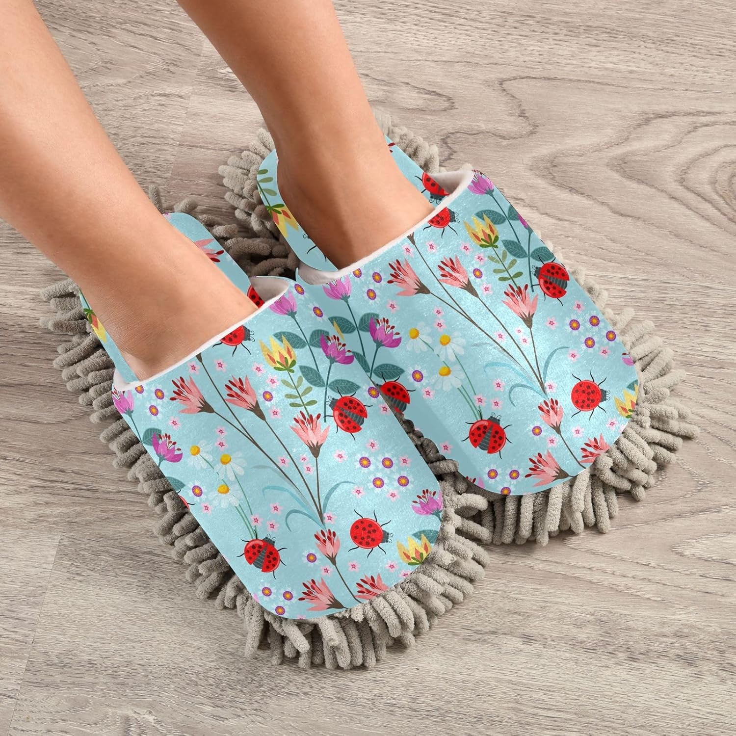 Sinestour Ladybird Mop Slippers for Floor Cleaning 1