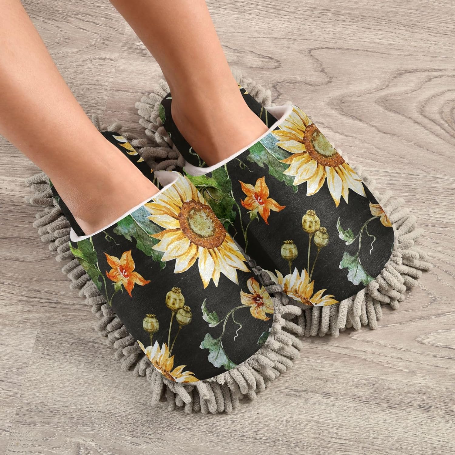 Sinestour Mop Slippers with Microfiber Pads for Women Men