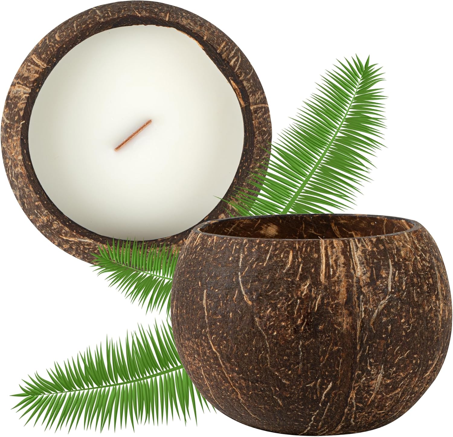 Restaurantware Coco Casa Coconut Shell Candle with Wooden Wick