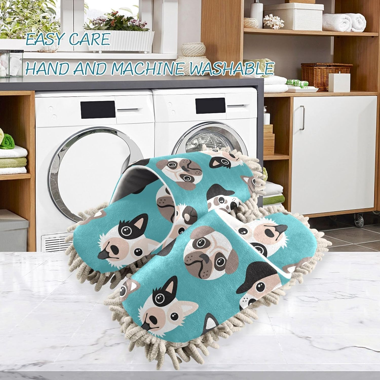 Sinestour Mop Slippers for Floor Cleaning - Unisex Microfiber Dusting Slippers