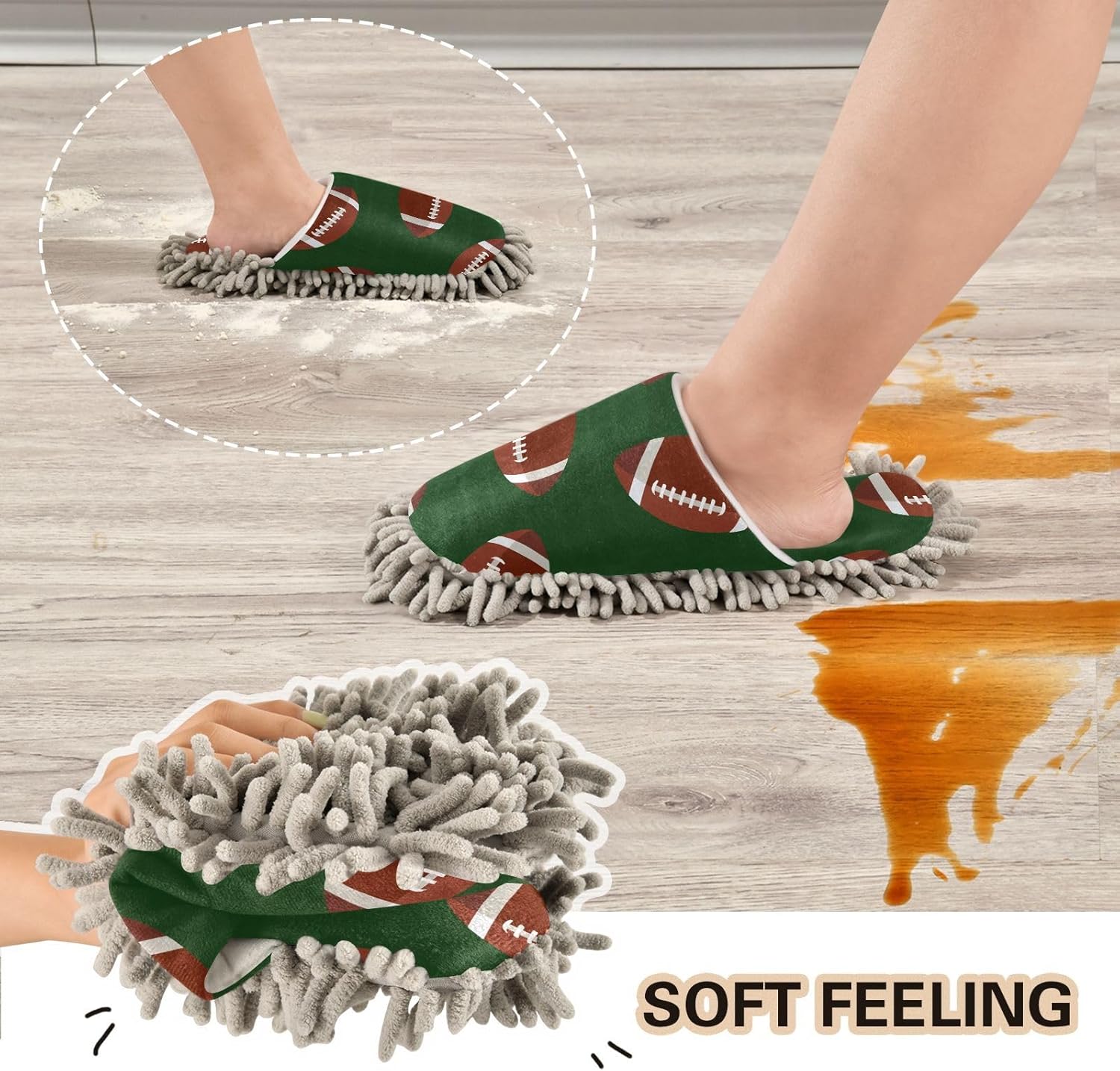 Sinestour Brown Mop Slippers for Floor Cleaning