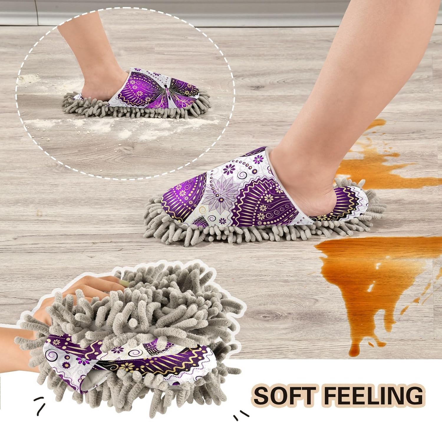 Sinestour Butterflies Mop Slippers for Floor Cleaning