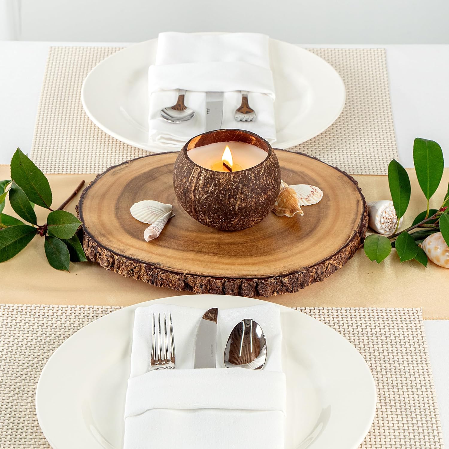 Restaurantware Coco Casa Coconut Shell Candle with Wooden Wick