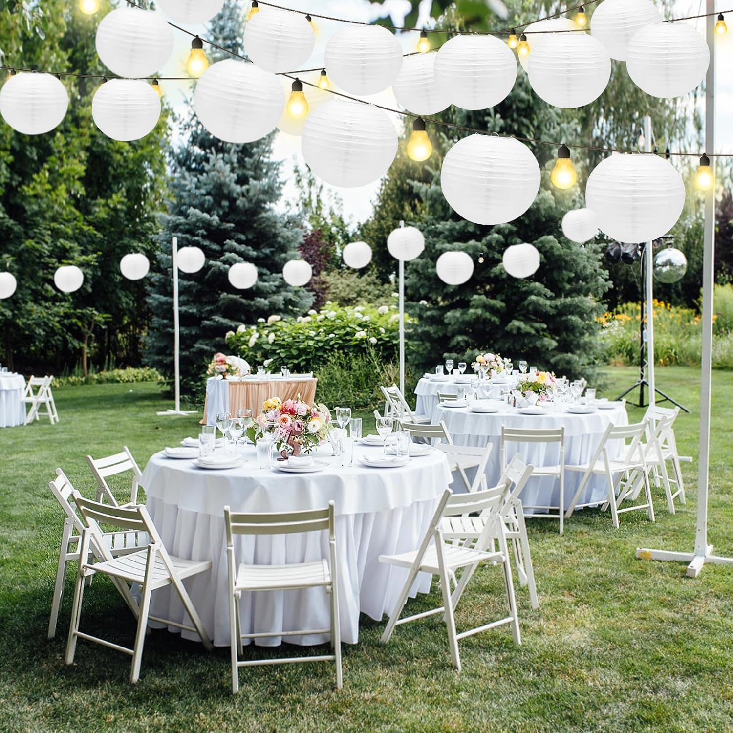 12Pcs White Paper Lanterns with Tape and String for Parties