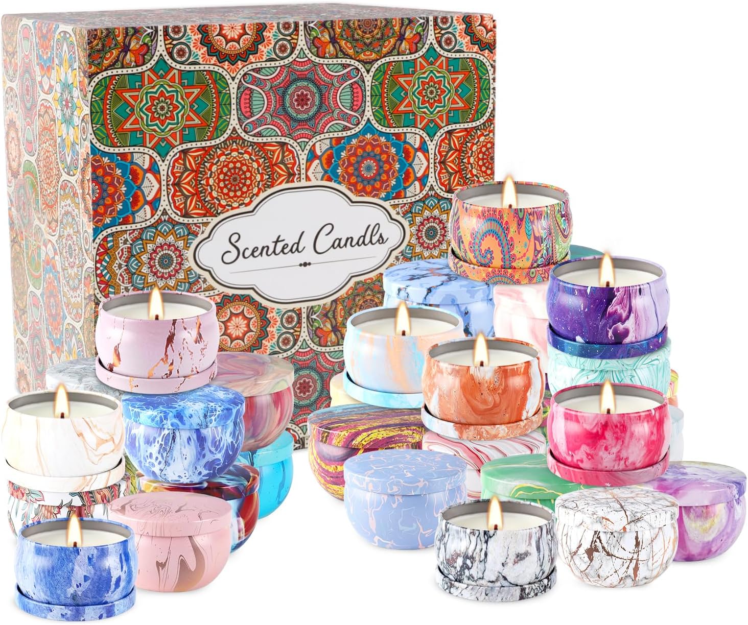 Scented Candles Gift Set 36 Pack Soy Wax Aromatherapy