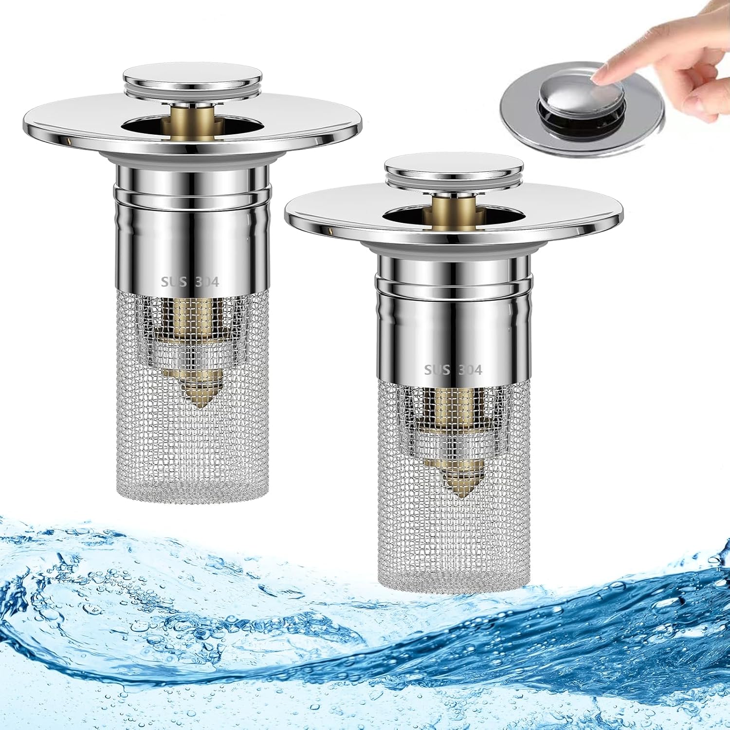 KENYOS 2pcs Bathroom Sink Hair Catcher Drain Stopper