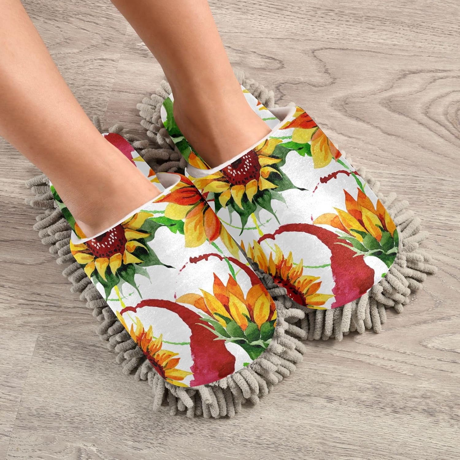 Sinestour Wildflower Mop Slippers for Floor Cleaning