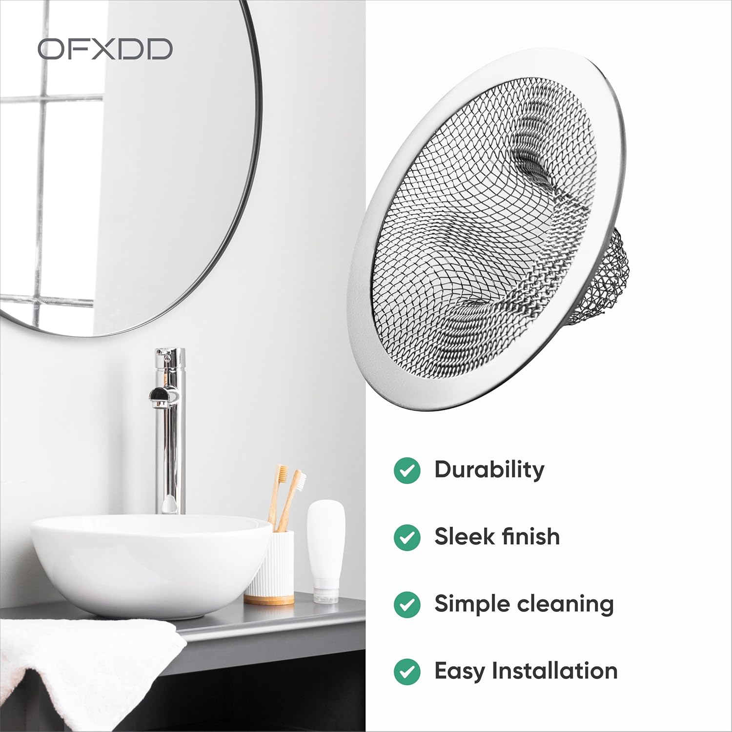 OFXDD Hair Catcher Bath Tub Mesh 3 Stainless Steel