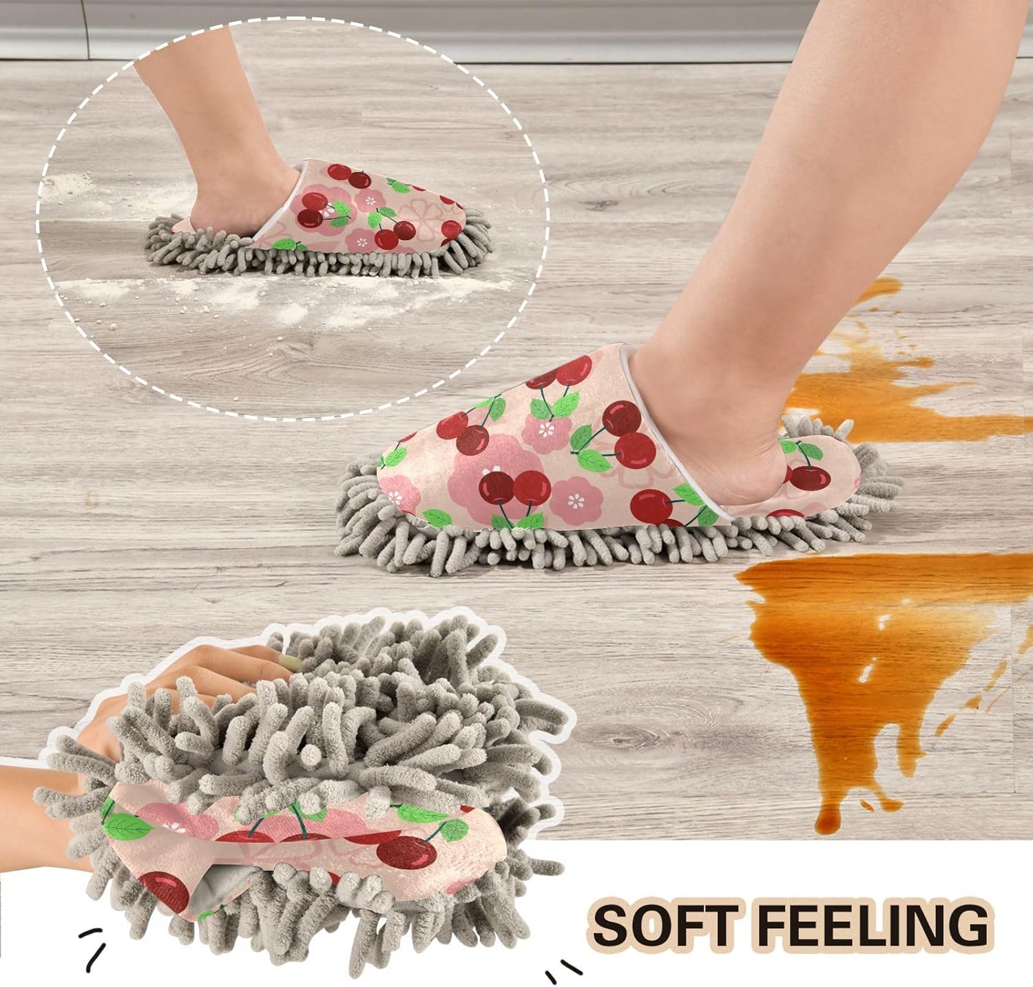 Sinestour Blossom Cherry Mop Slippers for Floor Cleaning 1