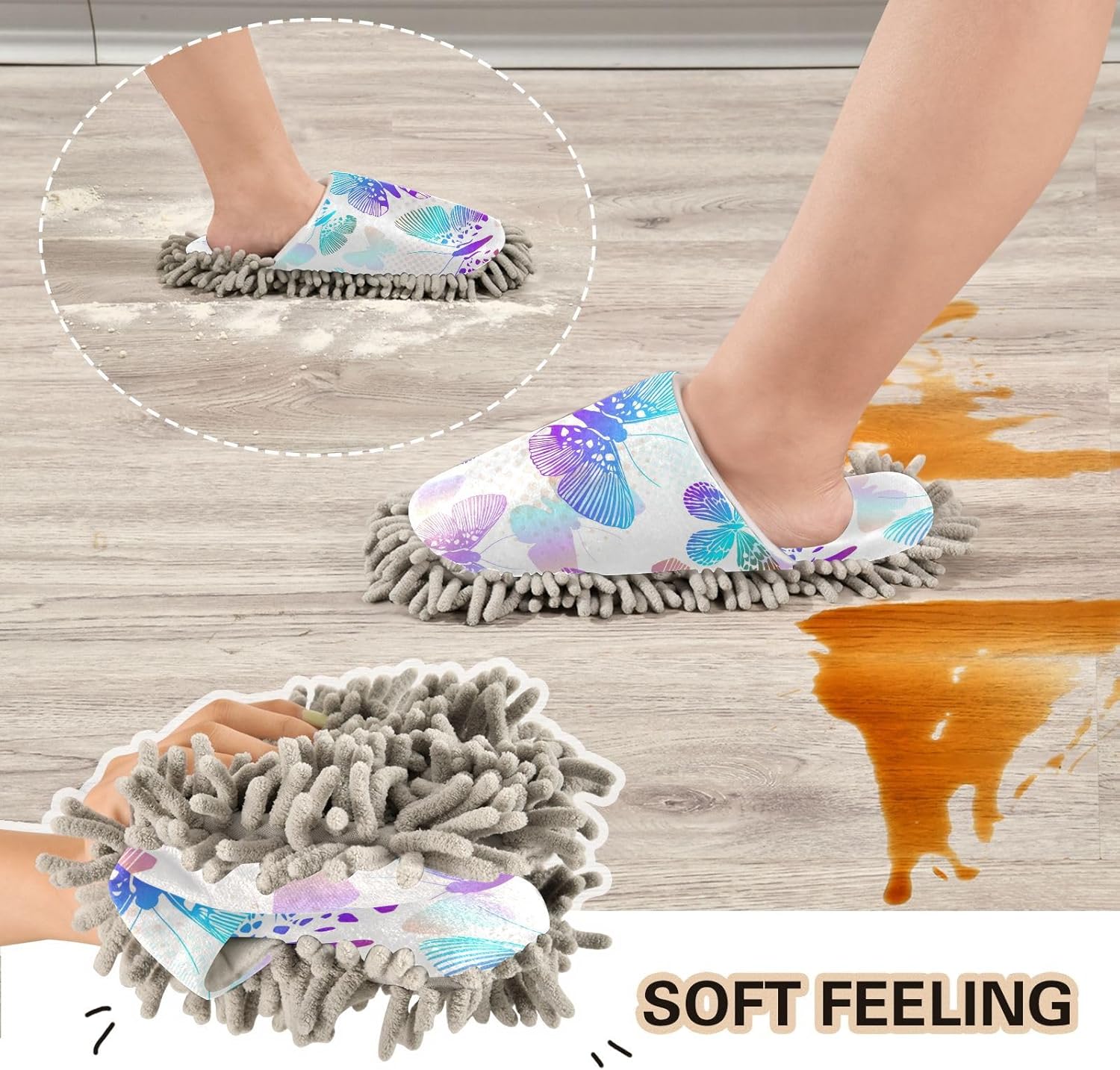 Sinestour Butterfly Mop Slippers for Floor Cleaning