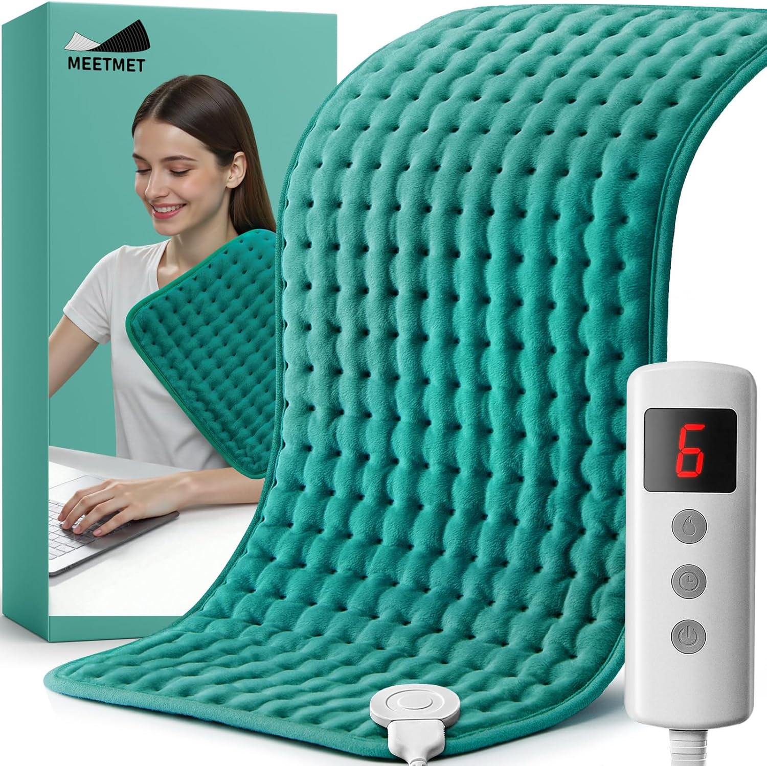 MEETMET Heating Pad for Back Neck Shoulder Pain Relief