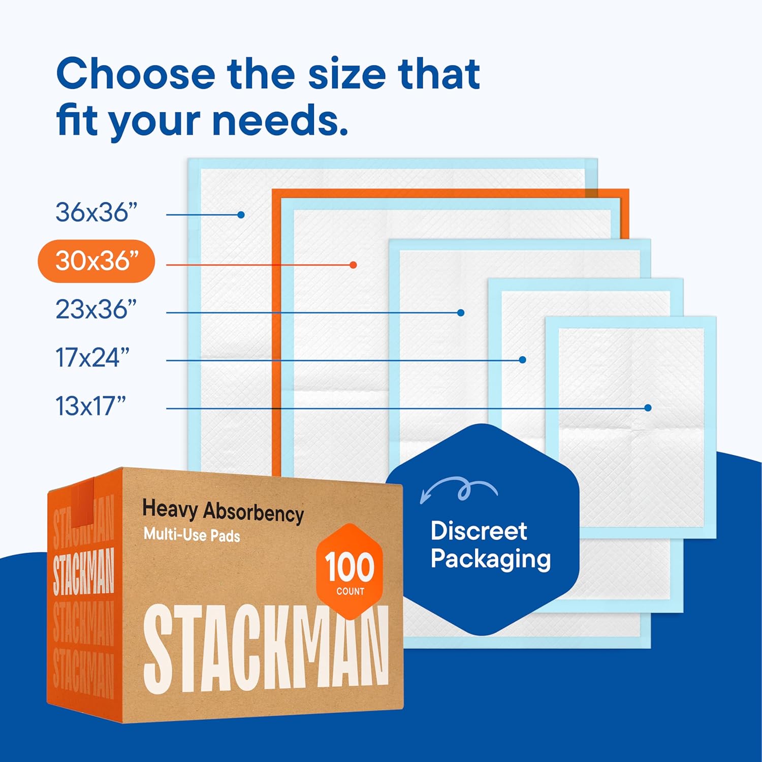 Stack Man Chucks Pads 30x36 Bed Pads 50-Pack Leak Proof