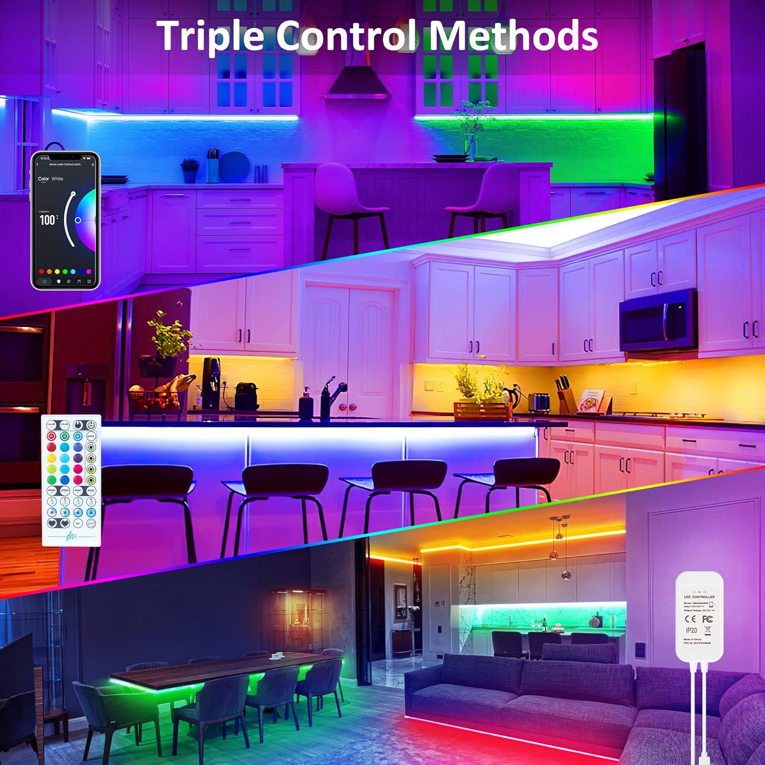 Maylit 10 PCS Smart RGB Under Cabinet Lights Kit