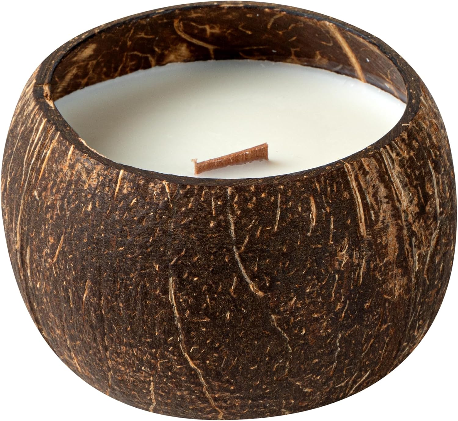 Restaurantware Coco Casa Coconut Shell Candle with Wooden Wick