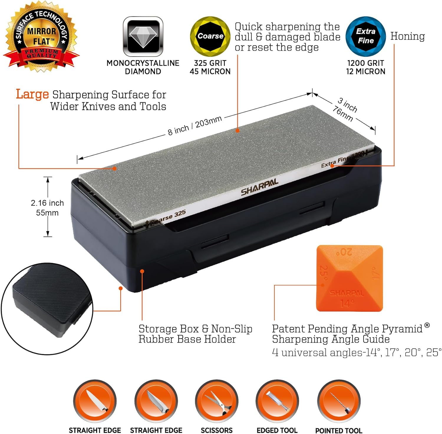 SHARPAL 162-204N Dual Grit Diamond Whetstone Kit