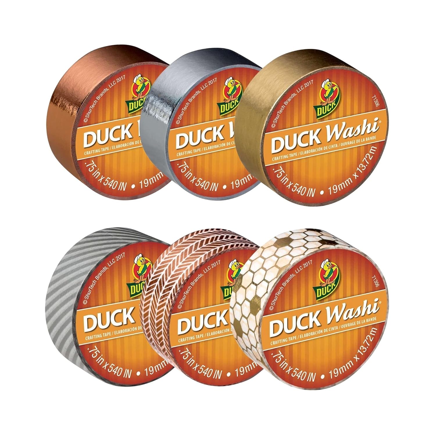 Duck Metallic Silver Washi Crafting Tape 075 in x 15 yd 1