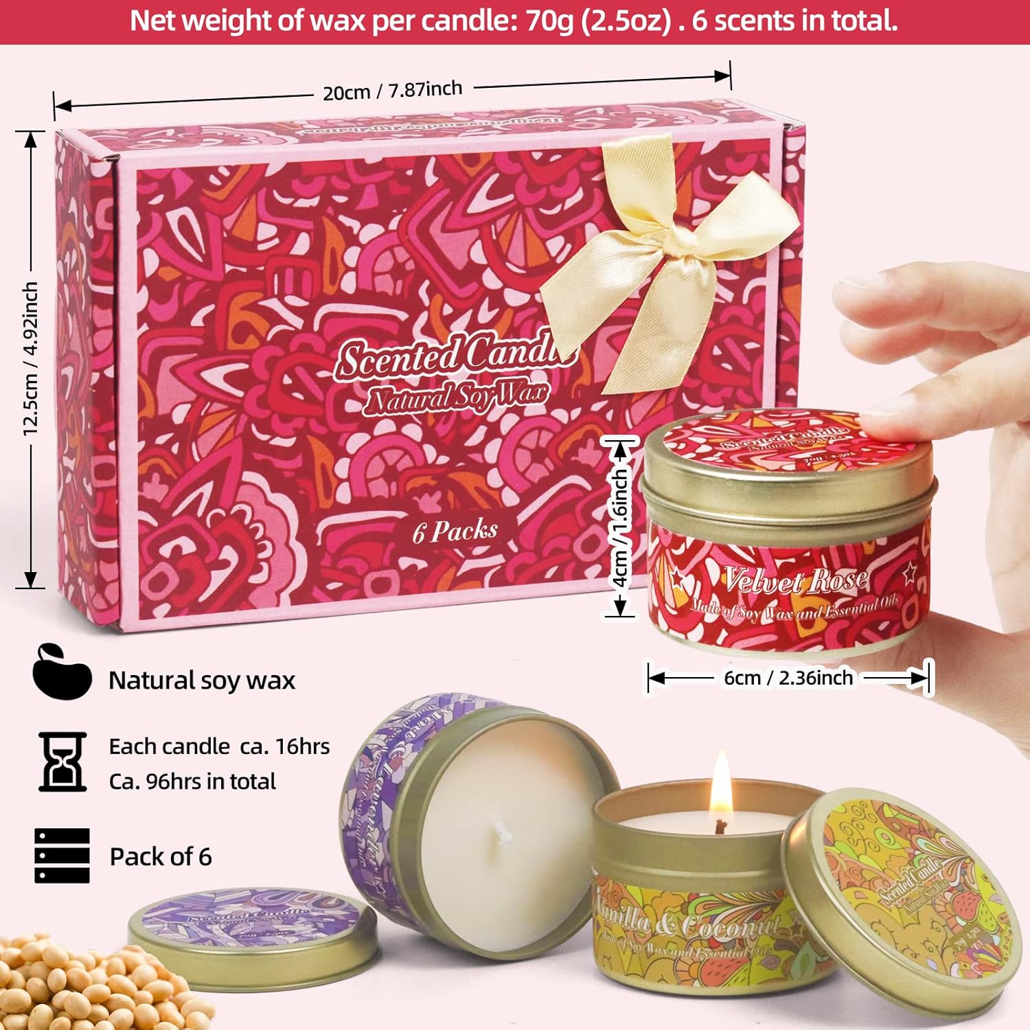 BAUFULLA Scented Candles Gift Set 6 Scents