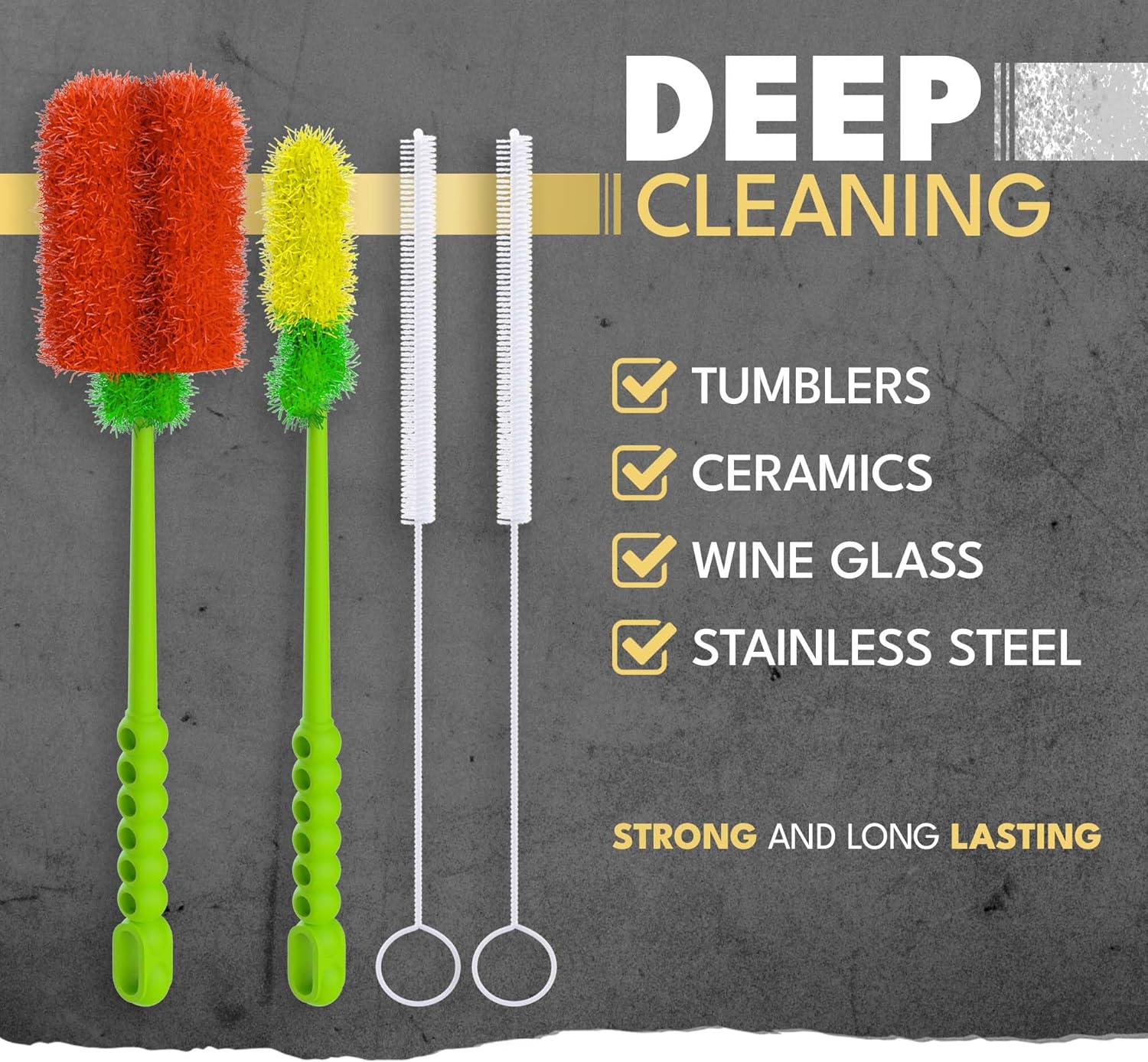Long Bottle Brush Cleaner Set 3-in-1 and Straw Brushes