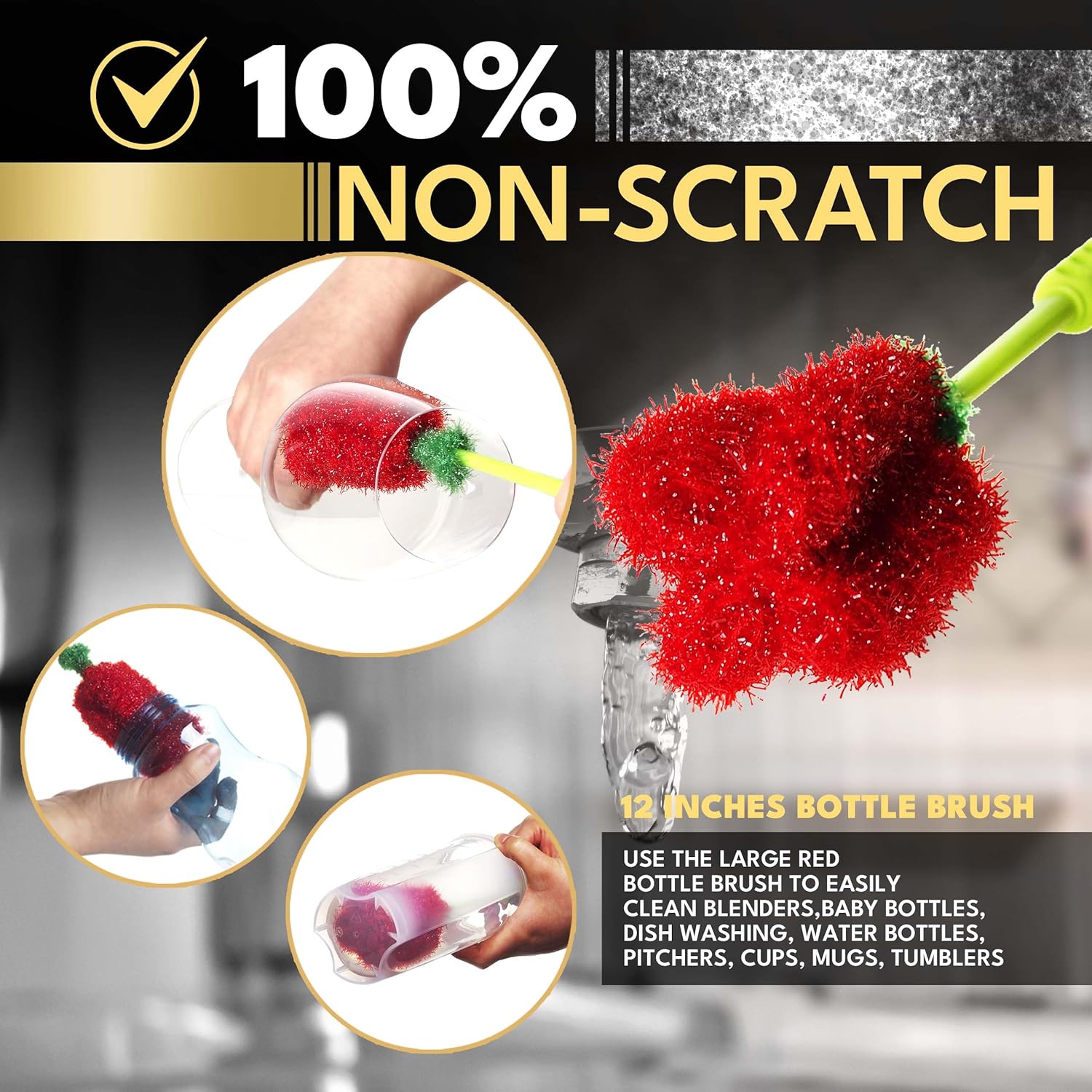 Long Bottle Brush Cleaner Set 3-in-1 and Straw Brushes