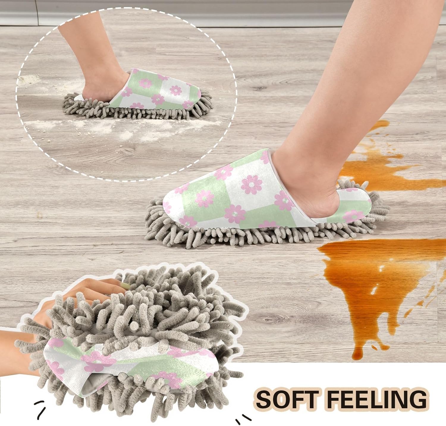 Kigai Microfiber Slippers with Pink Flowers