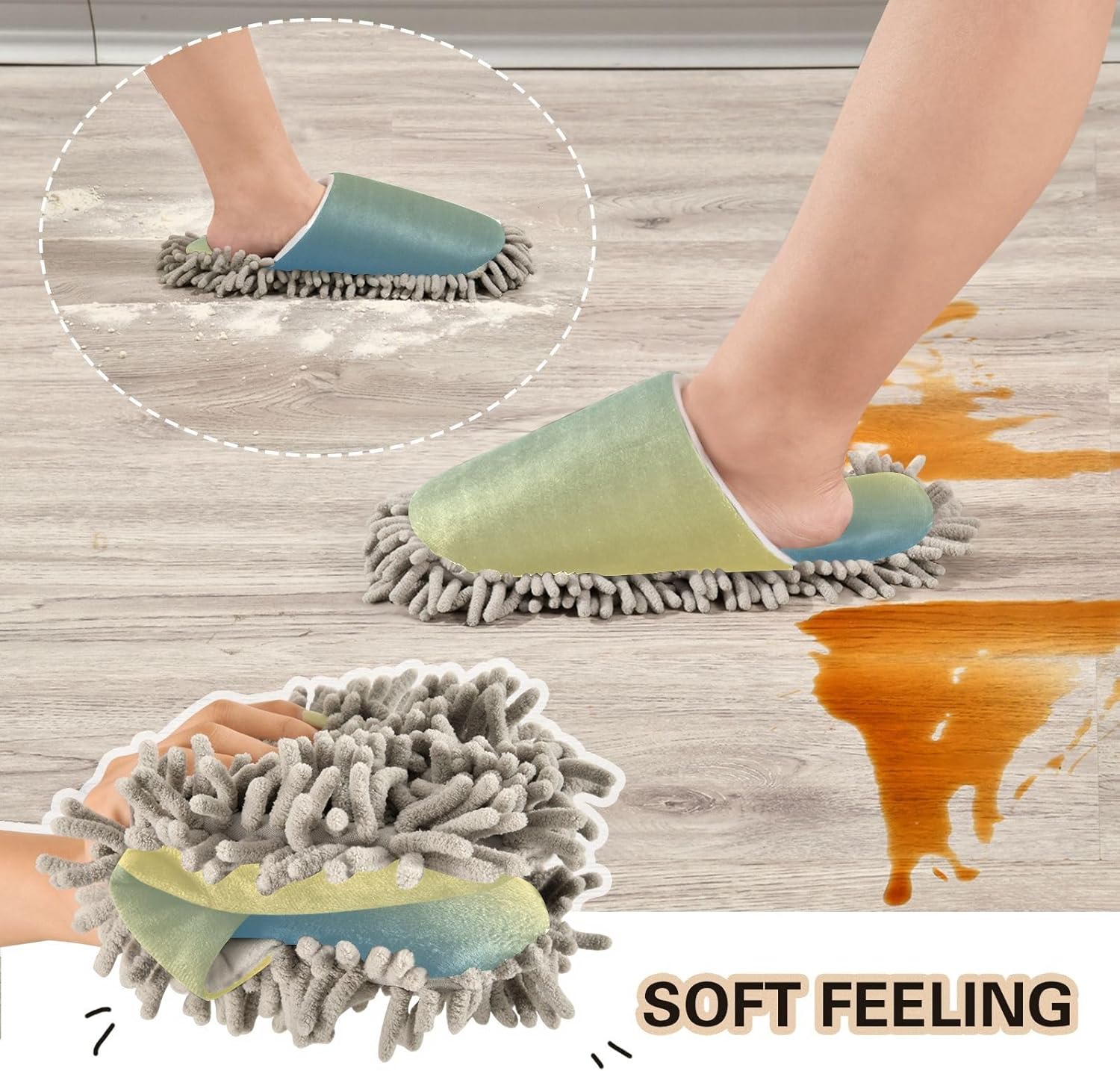 Sinestour Gradient Mop Slippers for Cleaning