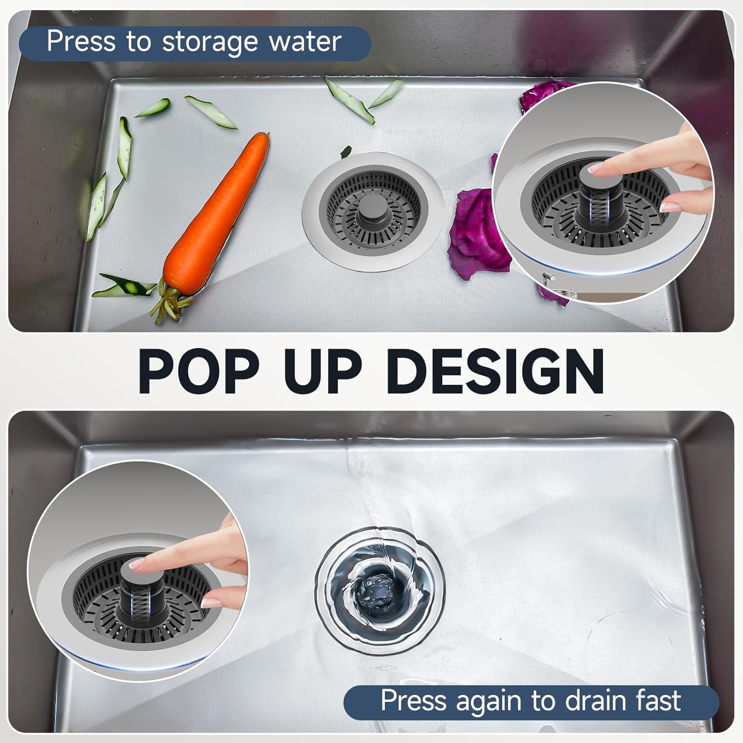 IKY 3 in 1 Kitchen Sink Drain Strainer Stopper Combo 1