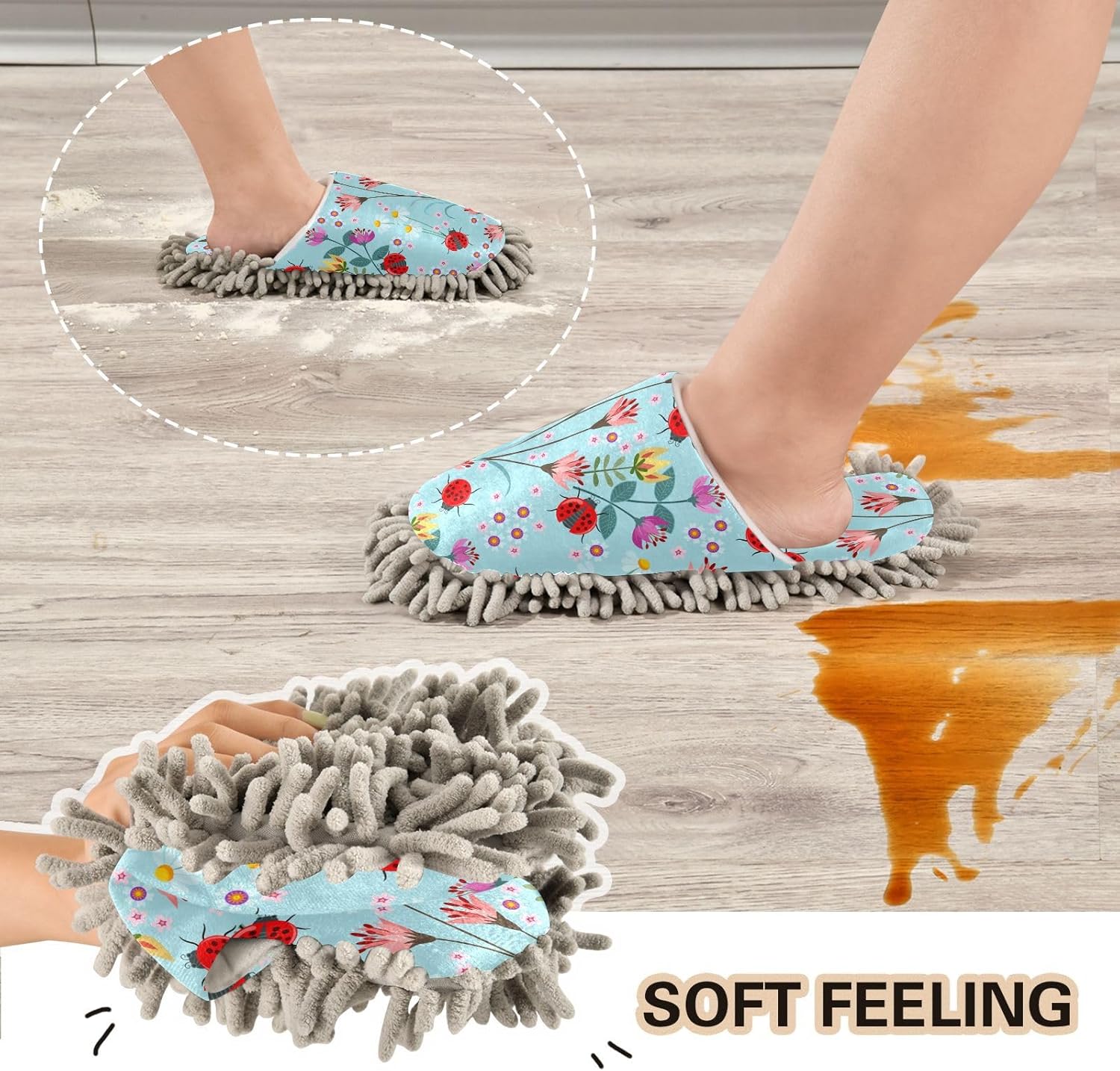 Sinestour Ladybird Mop Slippers for Floor Cleaning 1