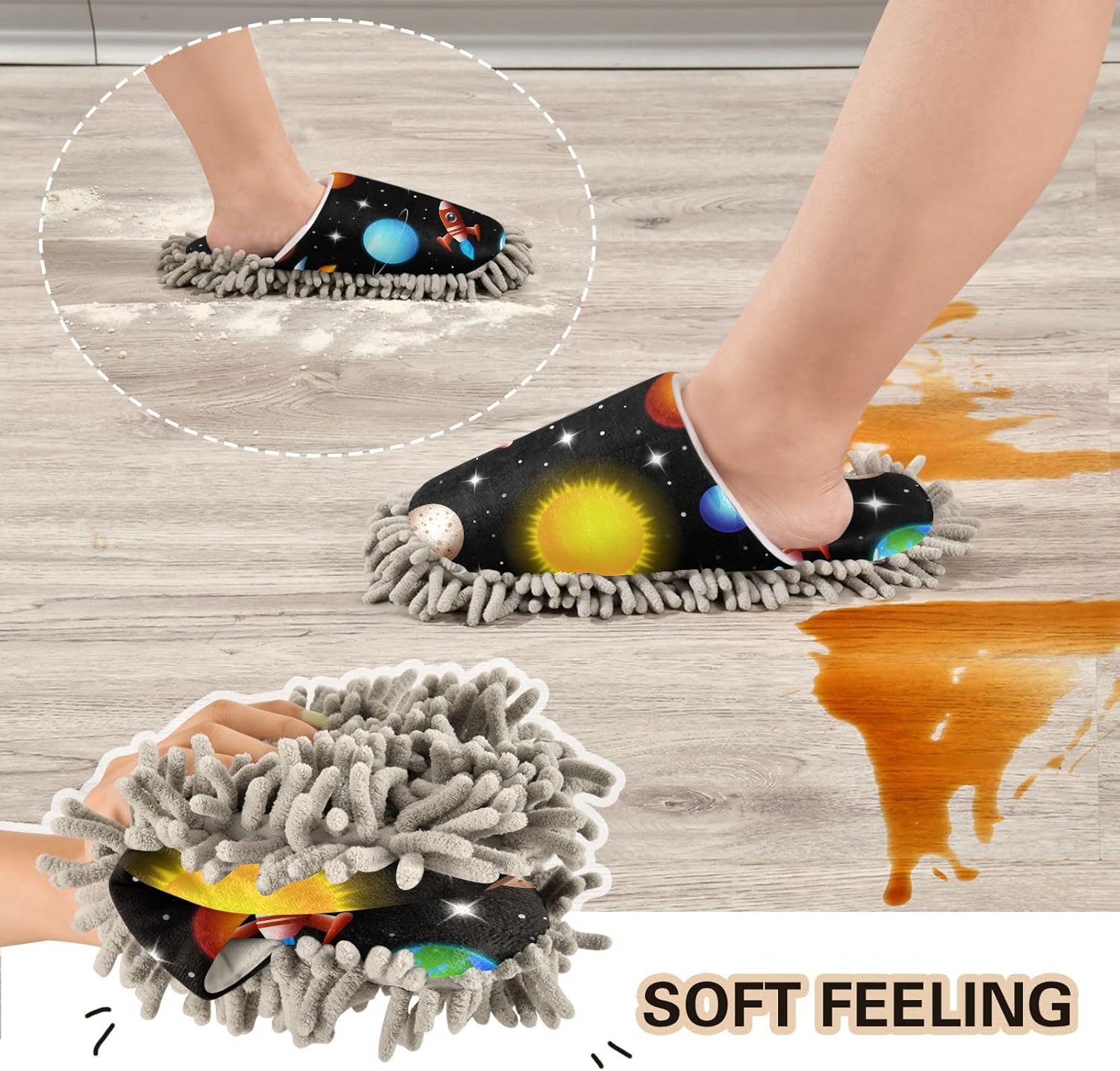 Sinestour Space Galaxy Mop Slippers for Floor Cleaning 1