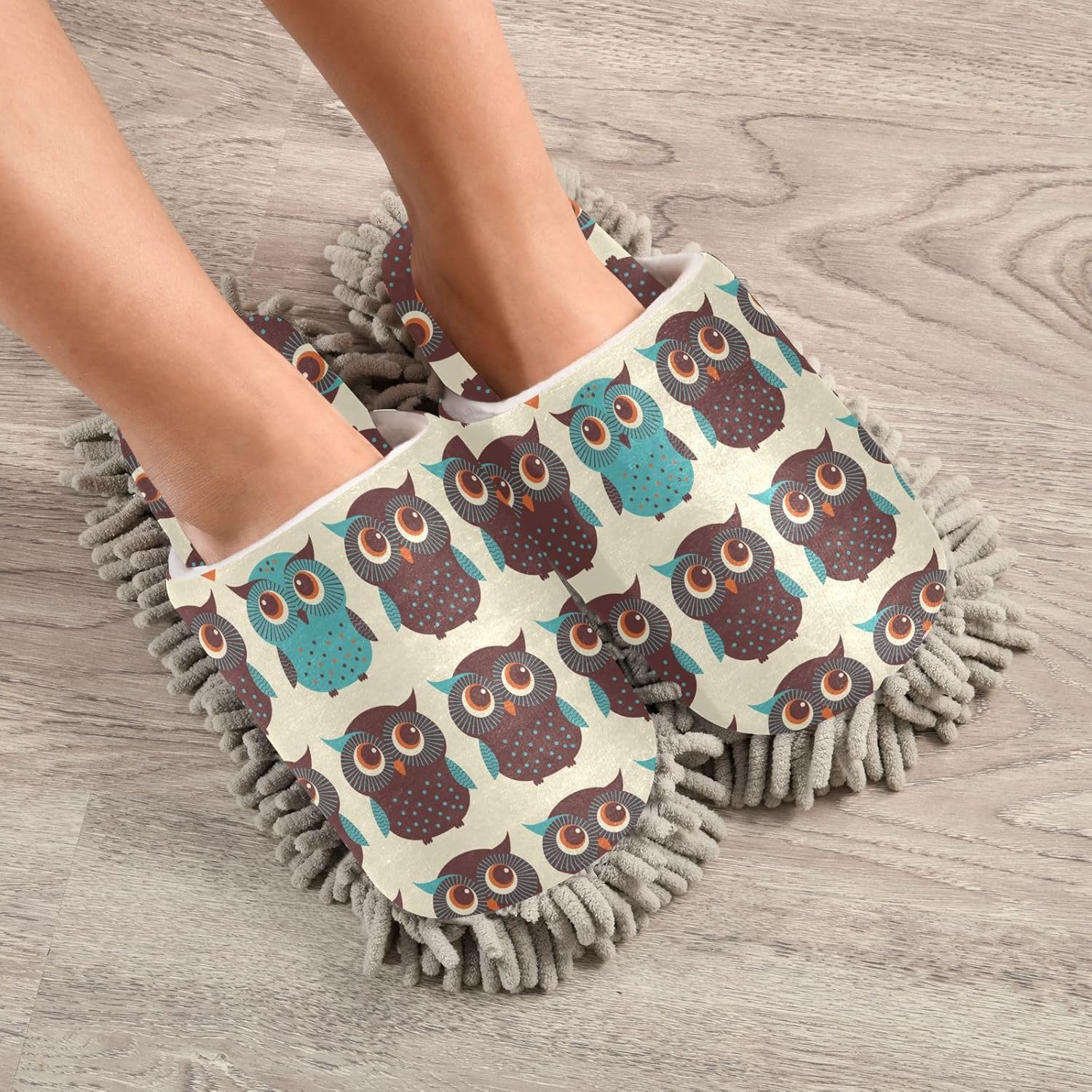 Sinestour Owl Mop Slippers for Floor Cleaning 1
