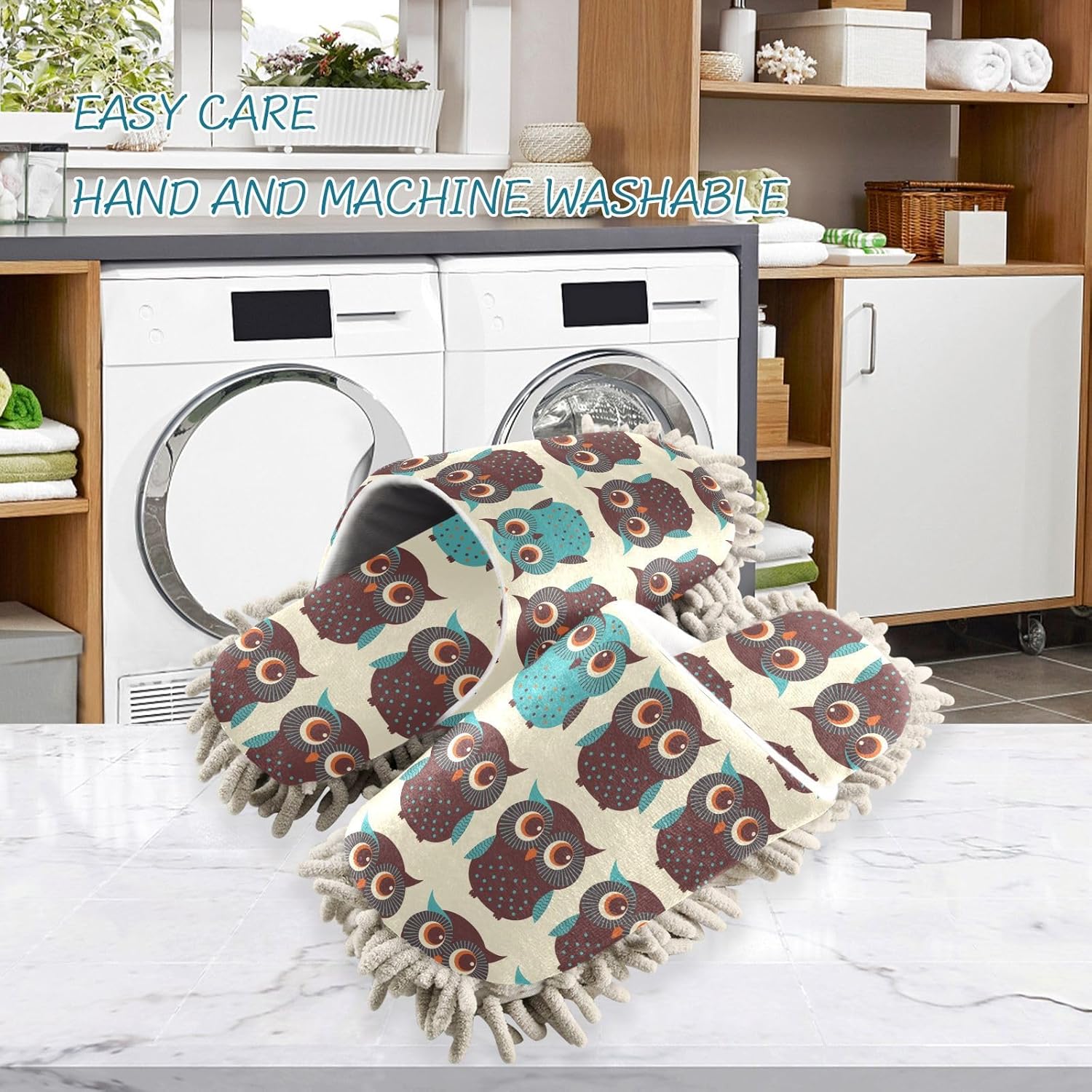 Sinestour Owl Mop Slippers for Floor Cleaning 1
