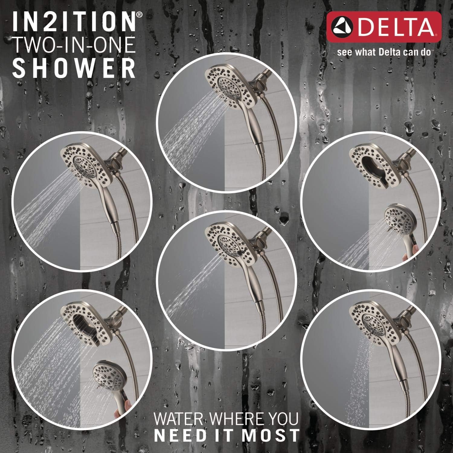 Delta In2ition Dual Shower Head with Handheld Spray Brushed Nickel